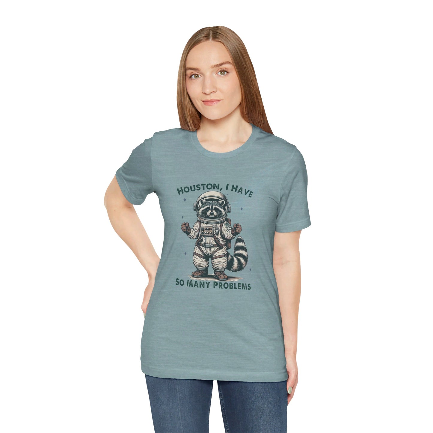 Houston Problems: Bella Canvas T-shirt with Raccoon Astronaut