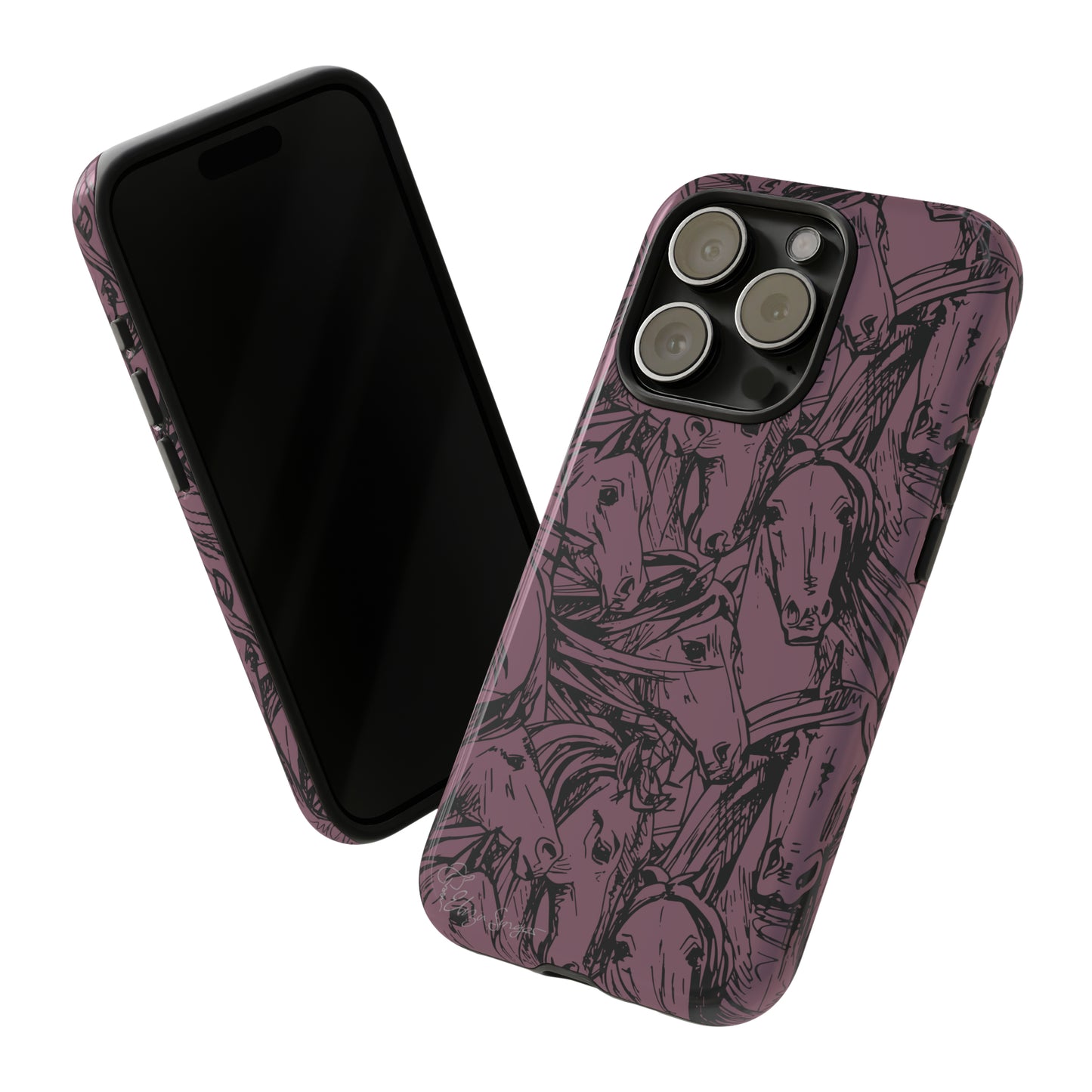 Gallop in Style: Horse Art Western Design iPhone Tough Protective Cover. Featuring a Scribble Horse Drawing, this equestrian-themed case is compatible with iPhone 15, 14, 13, XS, XR Pro/Max/Mini/P/Plus. Unleash the Rider in You with Style and Durability. #ElizaSinger #PhoneCase #EquestrianStyle