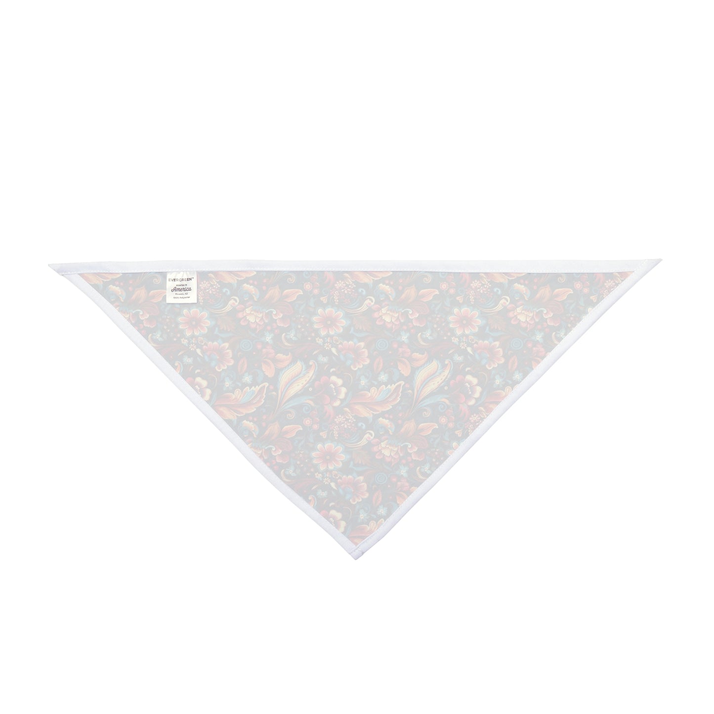 Immerse your dog in a Floral Symphony with our Dog Bandana/Wild Rag. The dark navy background adorned with flowers and paisley details in pink, turquoise, beige, orange, and more creates a harmonious and stylish ensemble. Crafted from soft-spun polyester, this wild rag ensures comfort and style. Also available for humans, exclusively at Eliza Singer.