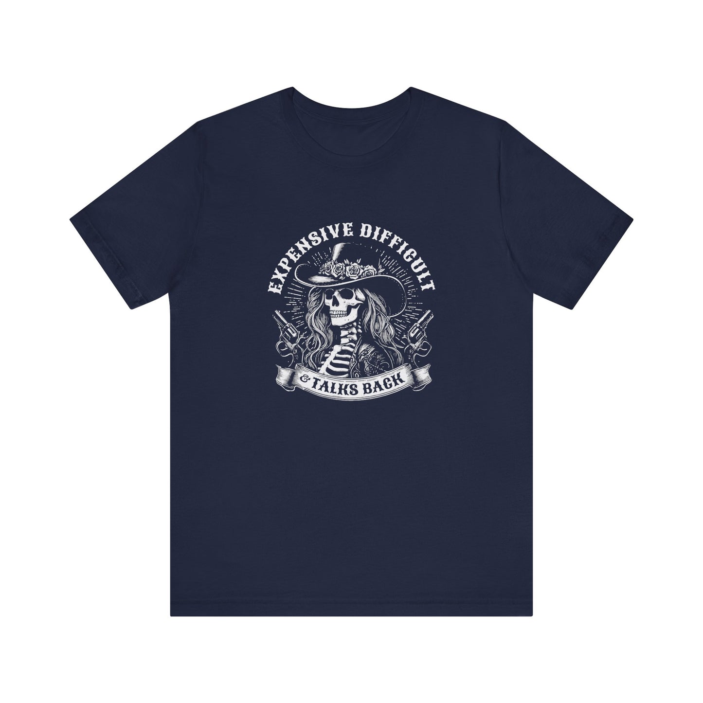 Spooky Rebel: Bella Canvas T-shirt with Skeleton Cowgirl