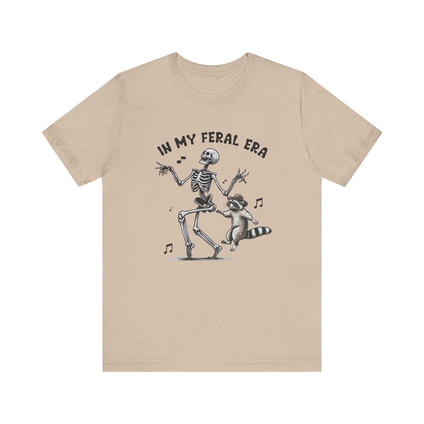 Feral Era: Halloween Bella Canvas T-shirt with Skeleton and Raccoon
