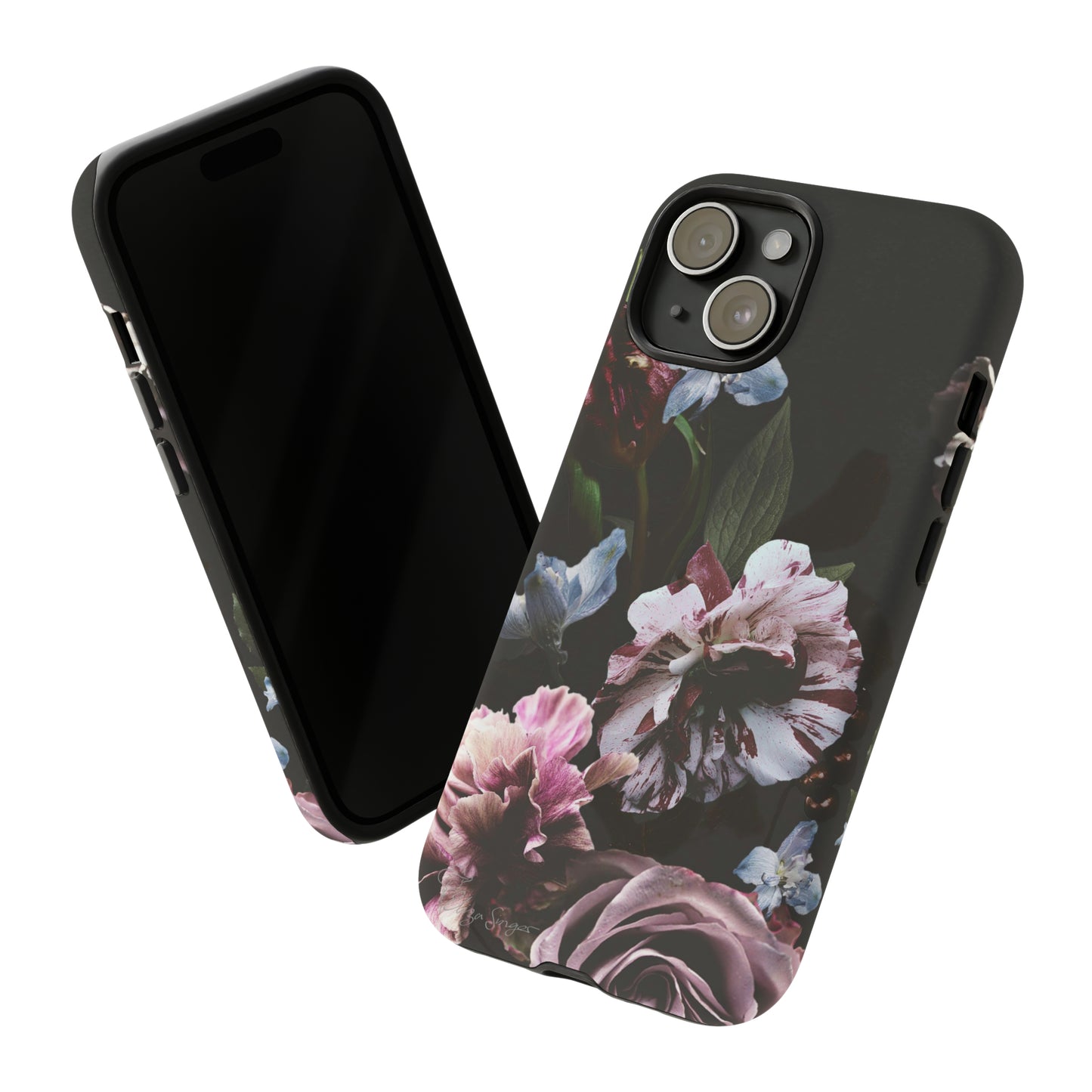 Dutch Floral Elegance: Botany Dutch Flowers Black iPhone Tough Protective Case. A stylish blend of Flowers in muted colors, compatible with iPhone 15, 14, 13, XS, XR Pro/Max/Mini/P/Plus. Unleash the beauty of muted tones with durability and style. #ElizaSinger #PhoneCase #FloralDesign