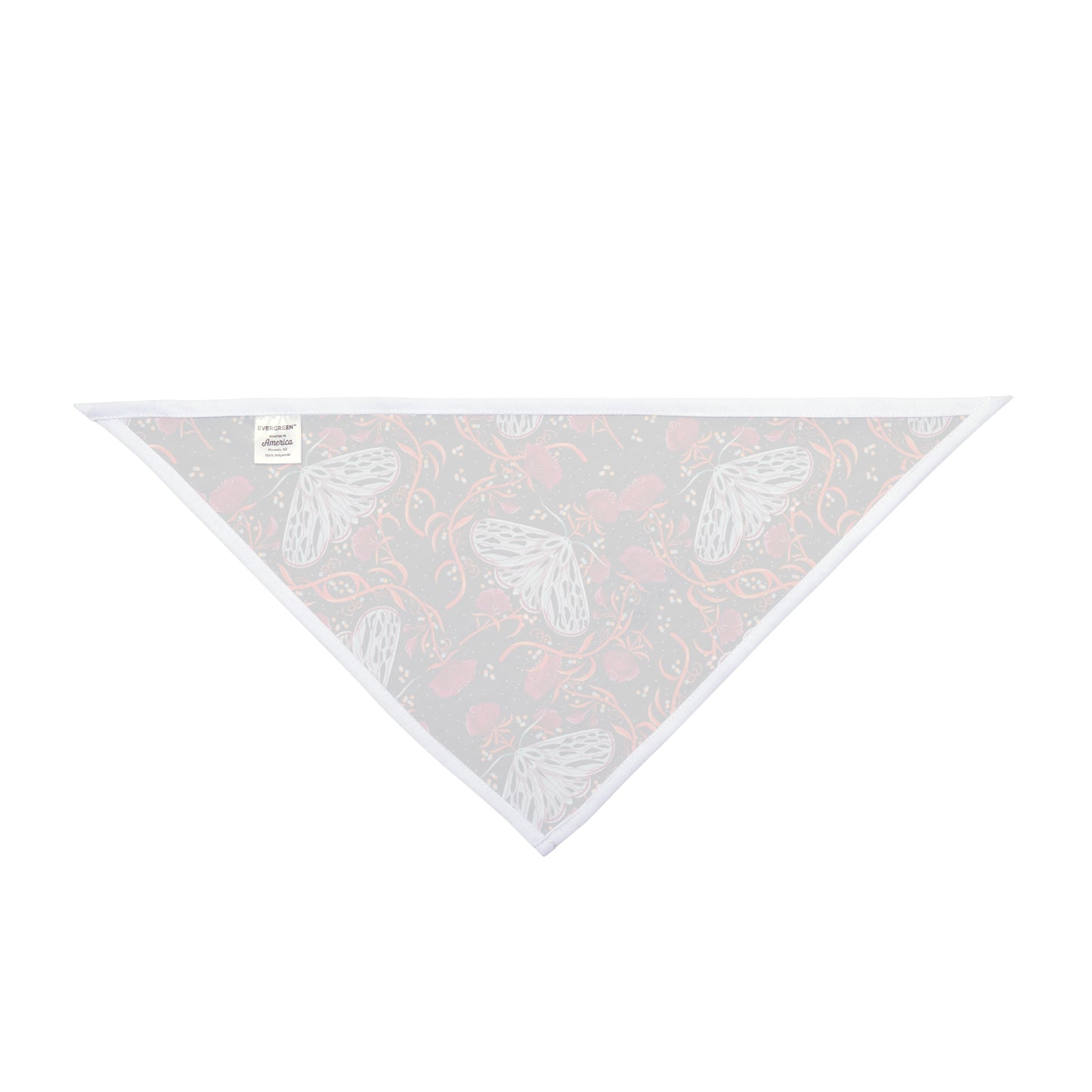 Unleash a touch of mystery with our Night Moth Dog Bandana/Wild Rag. The beautiful dark navy background adorned with grey moths, burgundy flowers, and orange-y branches creates an enchanting and captivating look. Crafted from soft-spun polyester, this wild rag ensures comfort and style. Make every outdoor escapade magical with this exclusive design, available only at Eliza Singer.