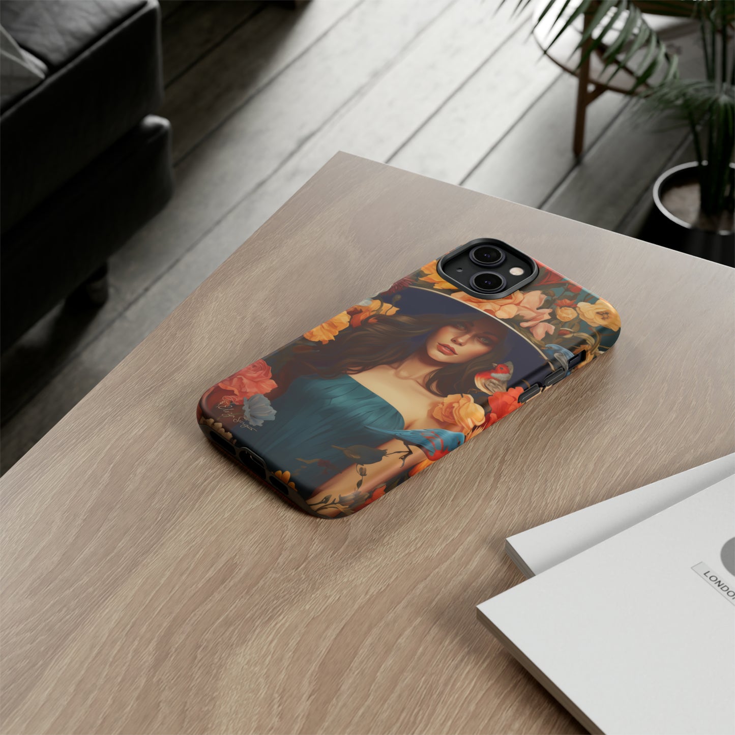 Dark Elegance Unveiled: Explore our Tough Cell Phone Case with a captivating dark background and a woman adorned with a hat amid blooming flowers. This edition seamlessly blends sophistication with robust protection, showcasing the allure of dark elegance. Elevate your style and shield your device. #ElizaSinger #PhoneCase #ElegantProtection