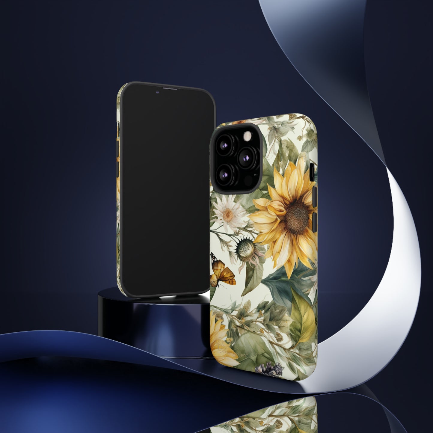 Bask in Sunshine: Beautiful Sunflower Floral iPhone Tough Protective Cover. A charming blend of Flower and Sunflowers in a cottage core style, compatible with iPhone 15, 14, 13, XS, XR Pro/Max/Mini/P/Plus. Elevate Your Device with Nature's Beauty and Durability. #ElizaSinger #PhoneCase #FloralDesign