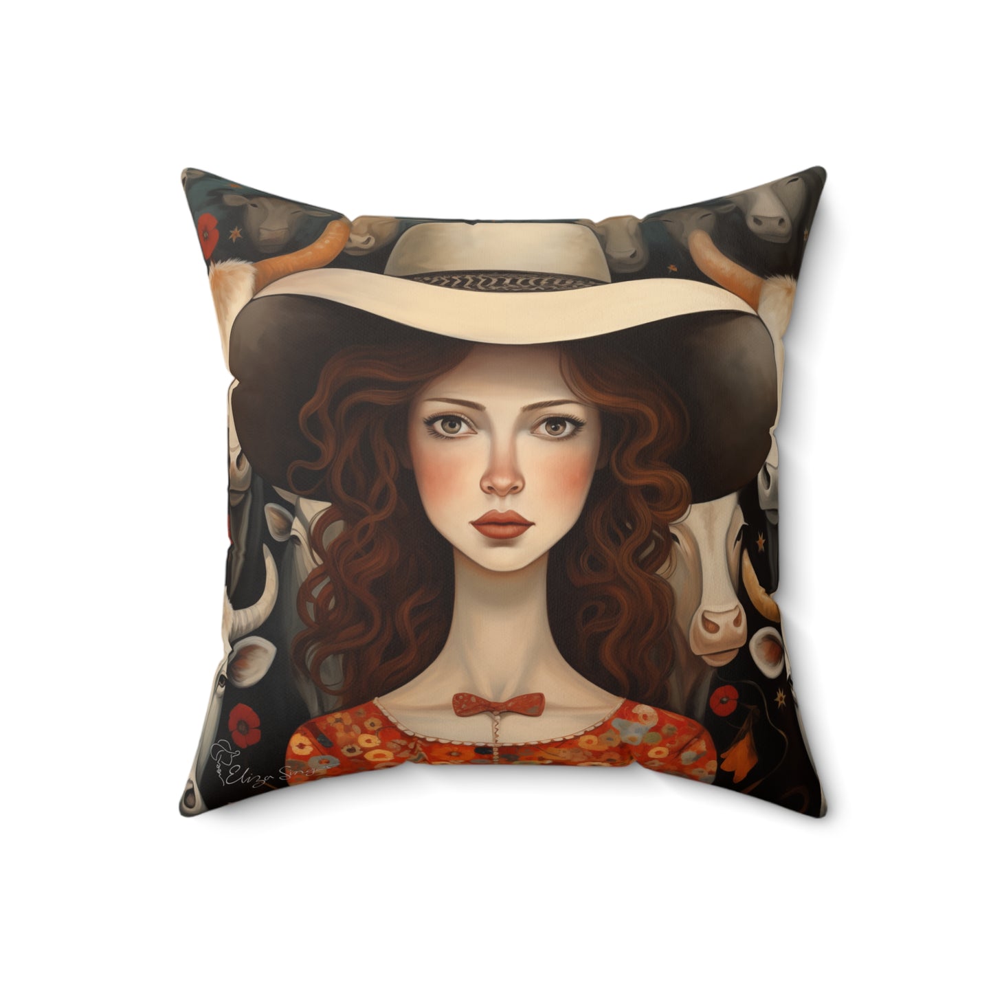Radiant Ruby's Folk Art Pillow