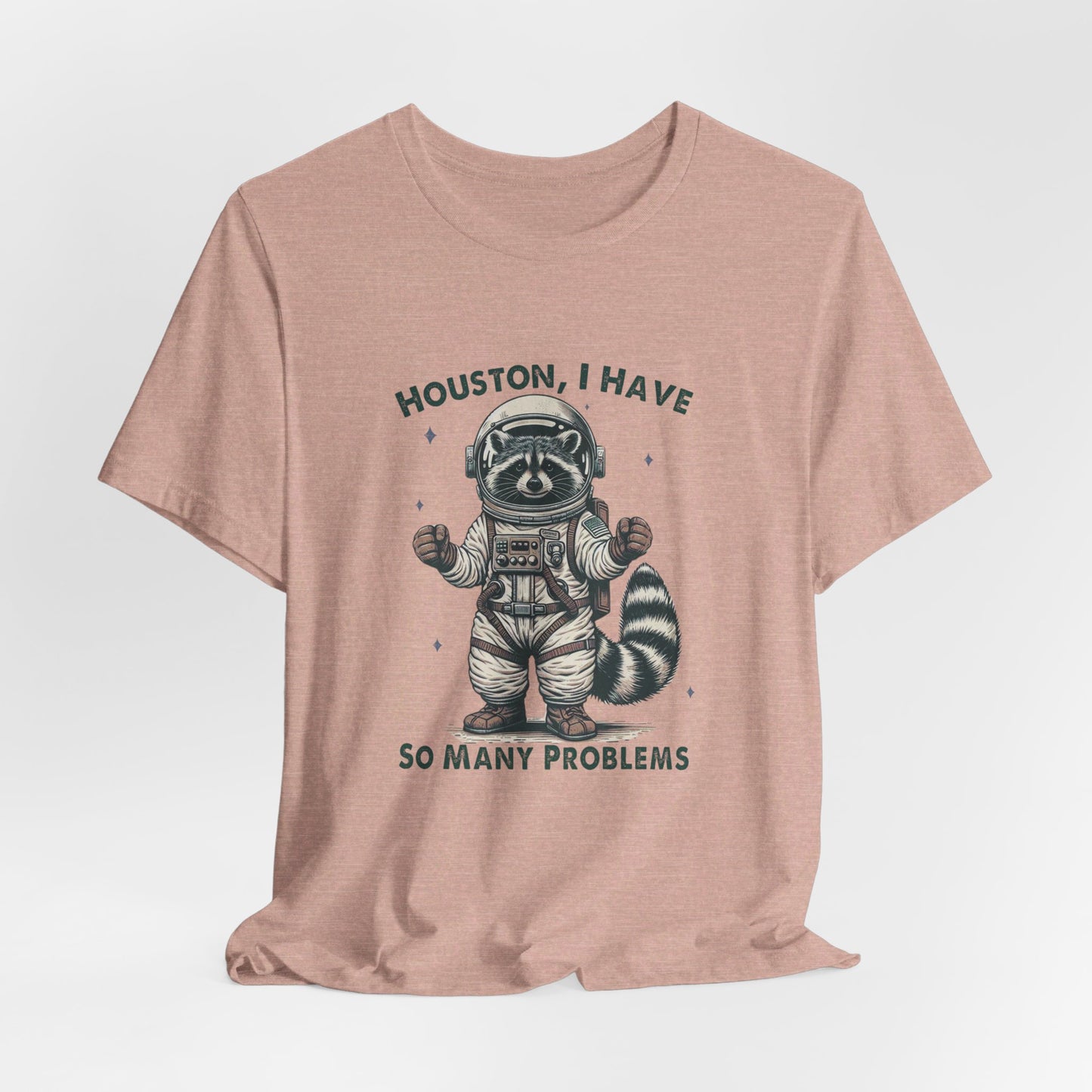 Houston Problems: Bella Canvas T-shirt with Raccoon Astronaut