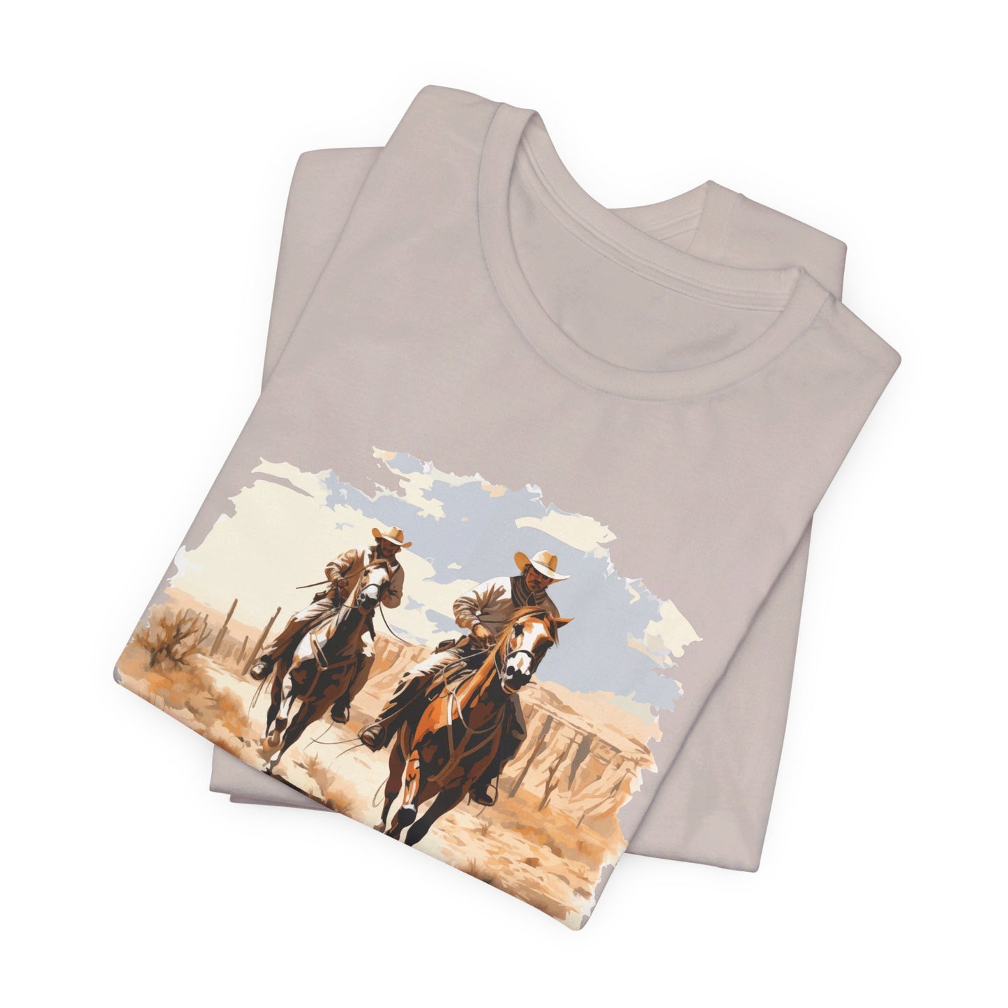 Desert Riders: Bella Canvas T-shirt with Cowboys in Soft Colors