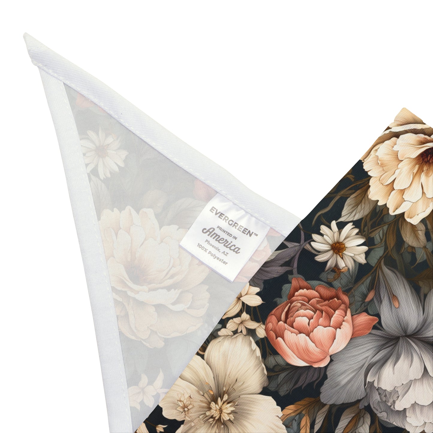 Transport your dog to a vintage English garden with our Dutch Garden Dog Bandana/Wild Rag. The vintage floral, Dutch style English garden flowers on a navy background create a timeless and elegant look. Crafted from soft-spun polyester, this wild rag ensures comfort and style. Exclusively at Eliza Singer.