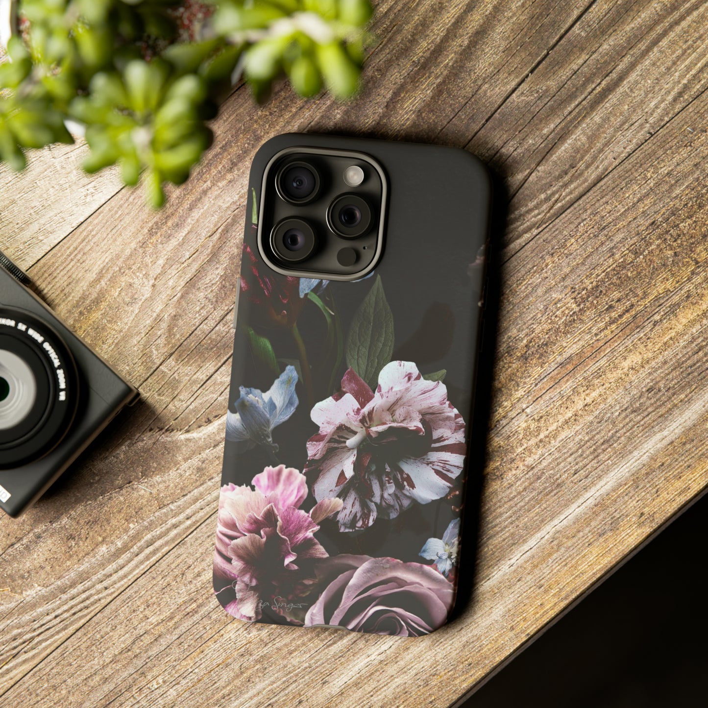 Dutch Floral Elegance: Botany Dutch Flowers Black iPhone Tough Protective Case. A stylish blend of Flowers in muted colors, compatible with iPhone 15, 14, 13, XS, XR Pro/Max/Mini/P/Plus. Unleash the beauty of muted tones with durability and style. #ElizaSinger #PhoneCase #FloralDesign