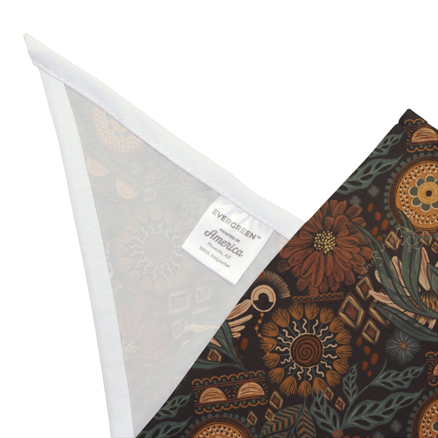 Immerse your pup in Bohemian Bliss with our exclusive dog bandana/wild rag. Earth-toned hues, hand-illustrated daisies, and tribal elements come together in perfect harmony. This boho-inspired accessory not only adds style but is also a testament to craftsmanship. Available exclusively at Eliza Singer, it's not just a bandana; it's an expression of individuality, comfort, and the free-spirited nature of your cherished companion.