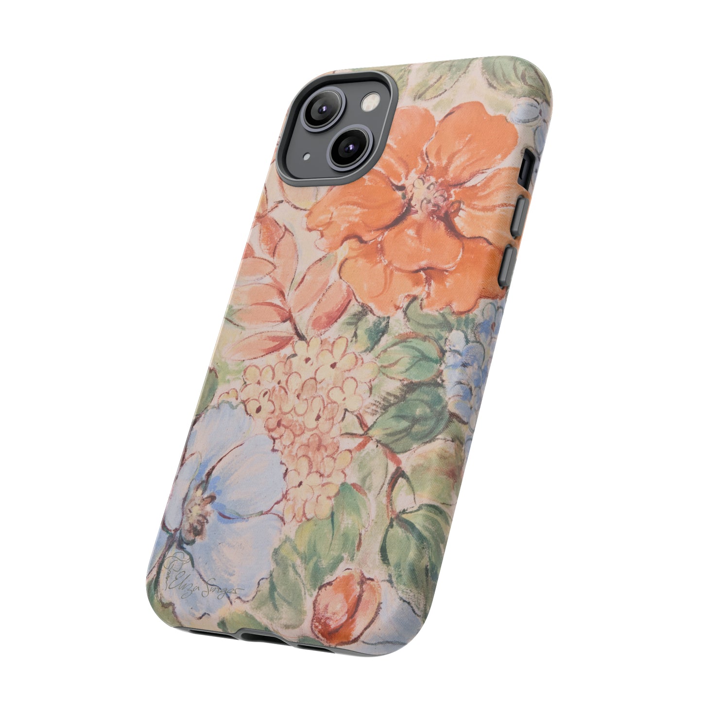 Pastel Petals: Botany Pastel Flowers iPhone Tough Protective Cover. A gentle blend of Flowers in muted pastel colors, compatible with iPhone 15, 14, 13, XS, XR Pro/Max/Mini/P/Plus. Unleash Nature's Tranquility with Durability and Style. #ElizaSinger #PhoneCase #FloralDesign