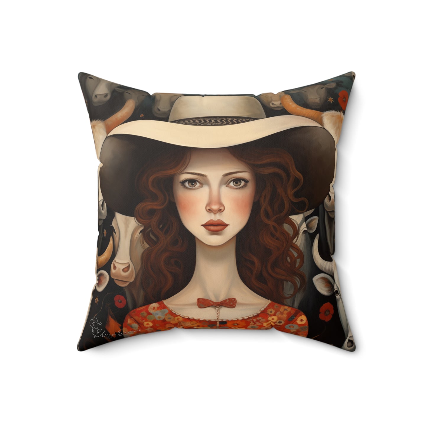 Radiant Ruby's Folk Art Pillow
