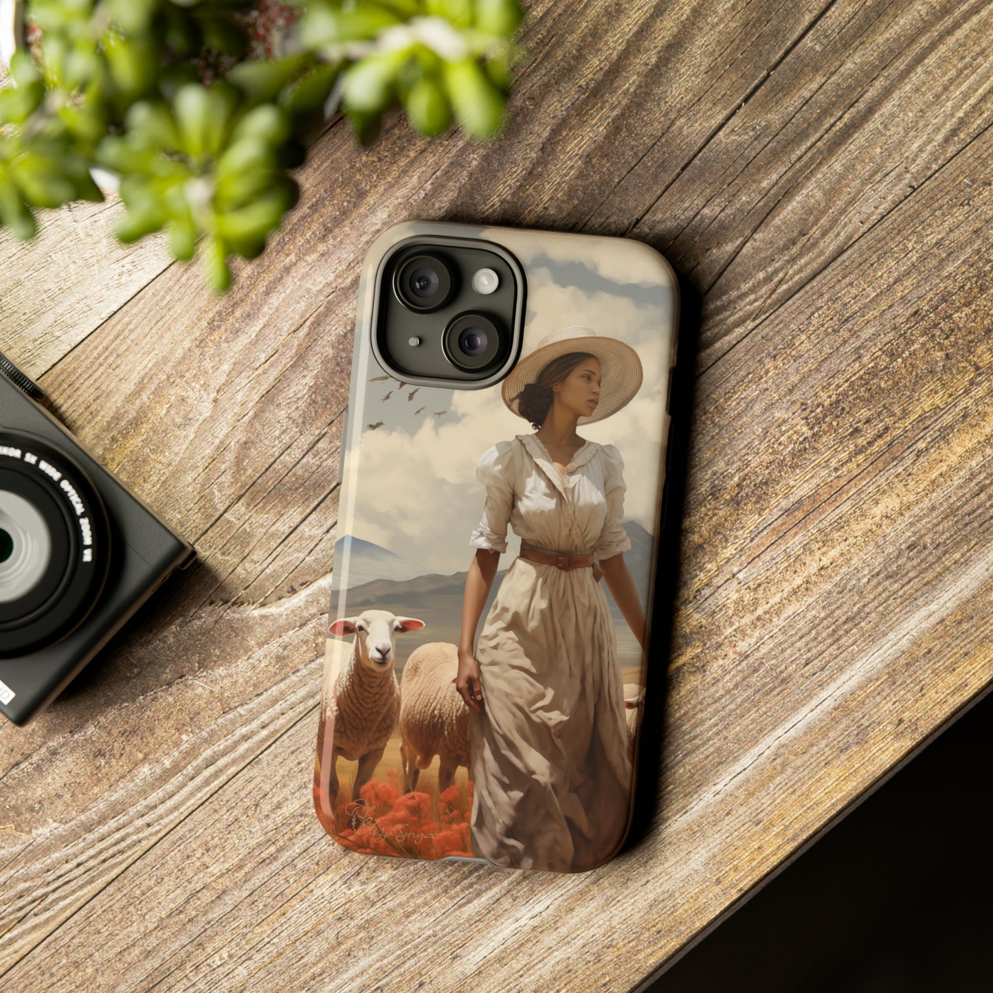 Misty Prairie Wanderer: Elevate your Tough Western Cell Phone Case with a captivating twist. This edition offers a misty take on the vintage painted design, providing a unique and enchanting touch. Experience the allure of the unknown. #ElizaSinger #PhoneCase #VintageDesign