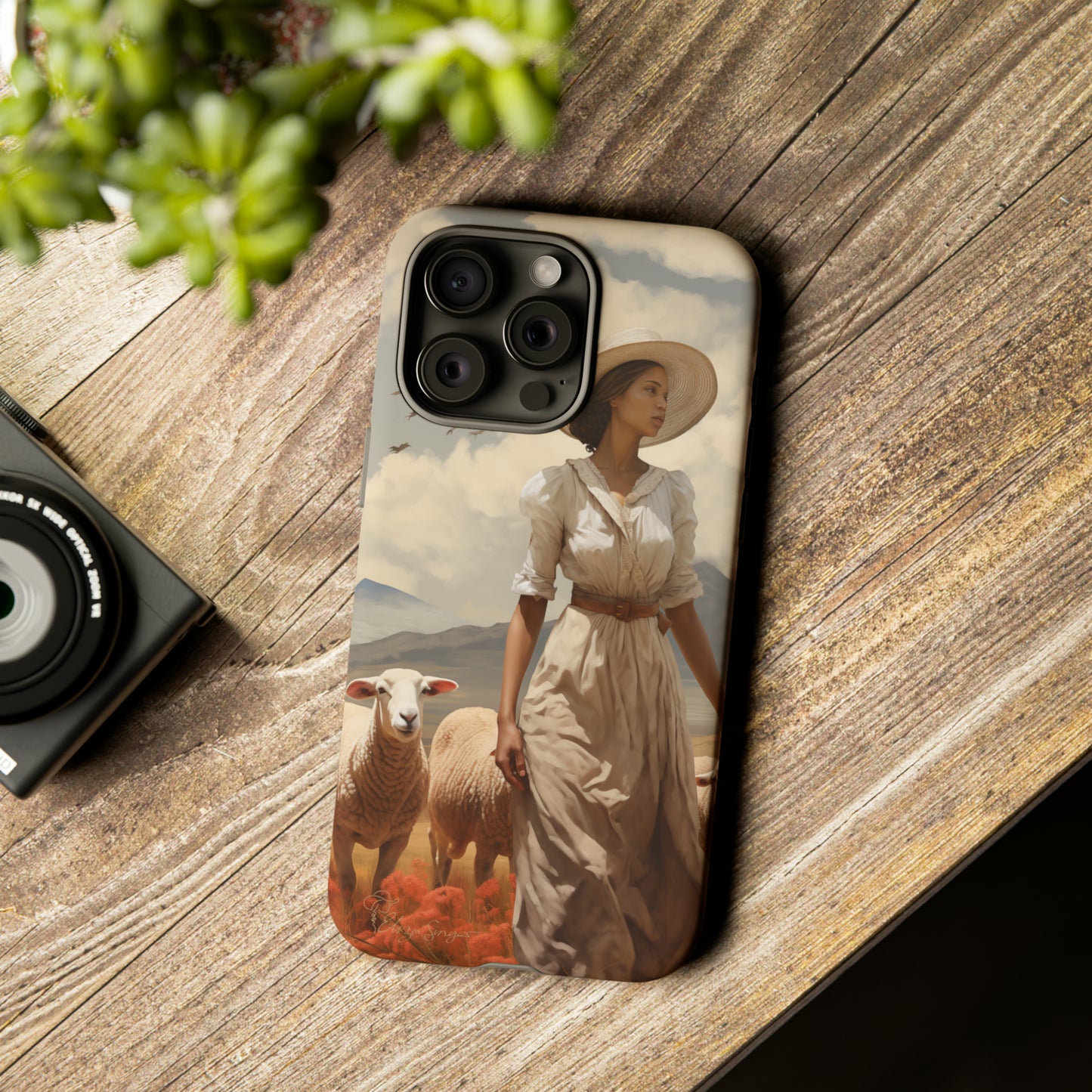 Misty Prairie Wanderer: Elevate your Tough Western Cell Phone Case with a captivating twist. This edition offers a misty take on the vintage painted design, providing a unique and enchanting touch. Experience the allure of the unknown. #ElizaSinger #PhoneCase #VintageDesign