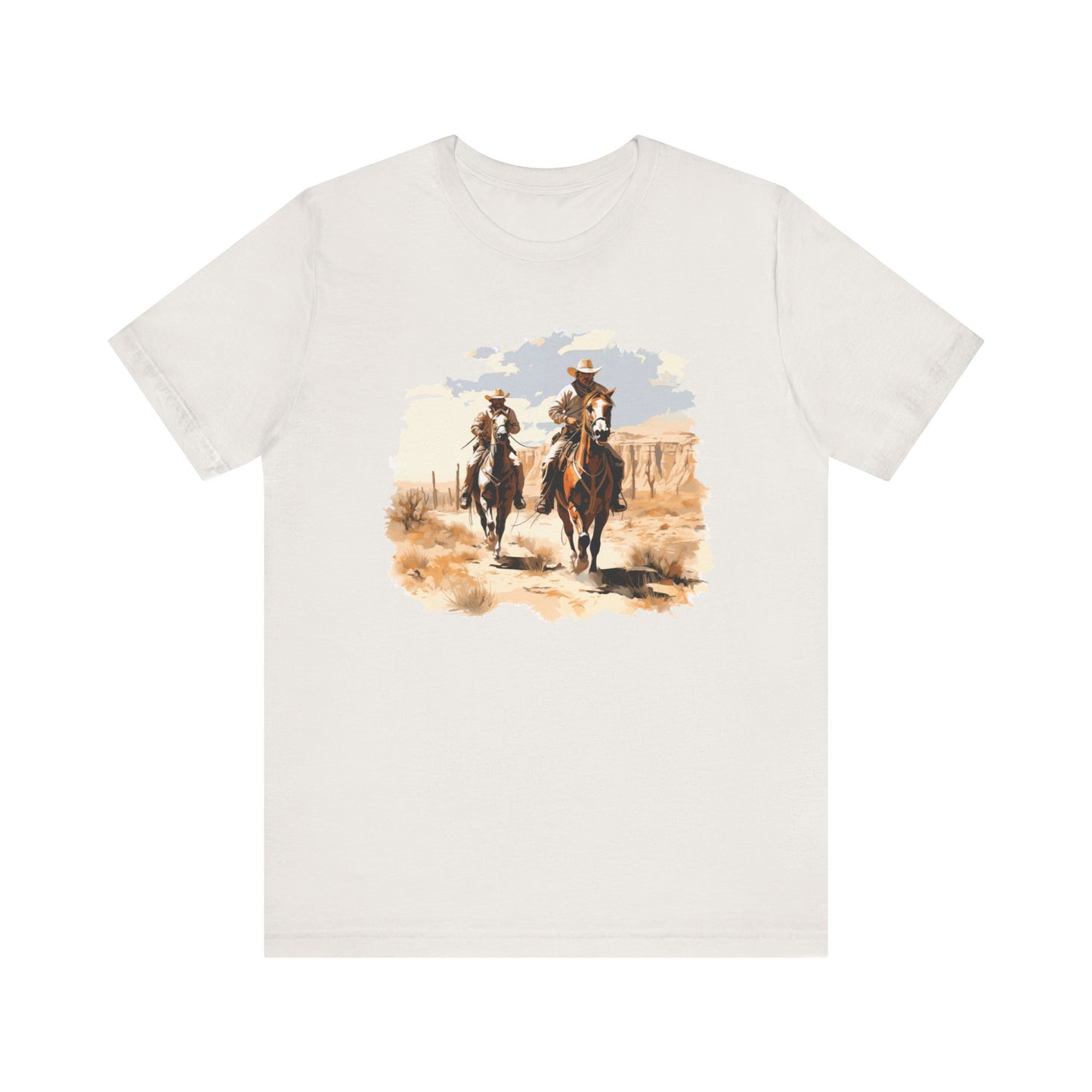 Desert Riders: Bella Canvas T-shirt with Cowboys in Soft Colors