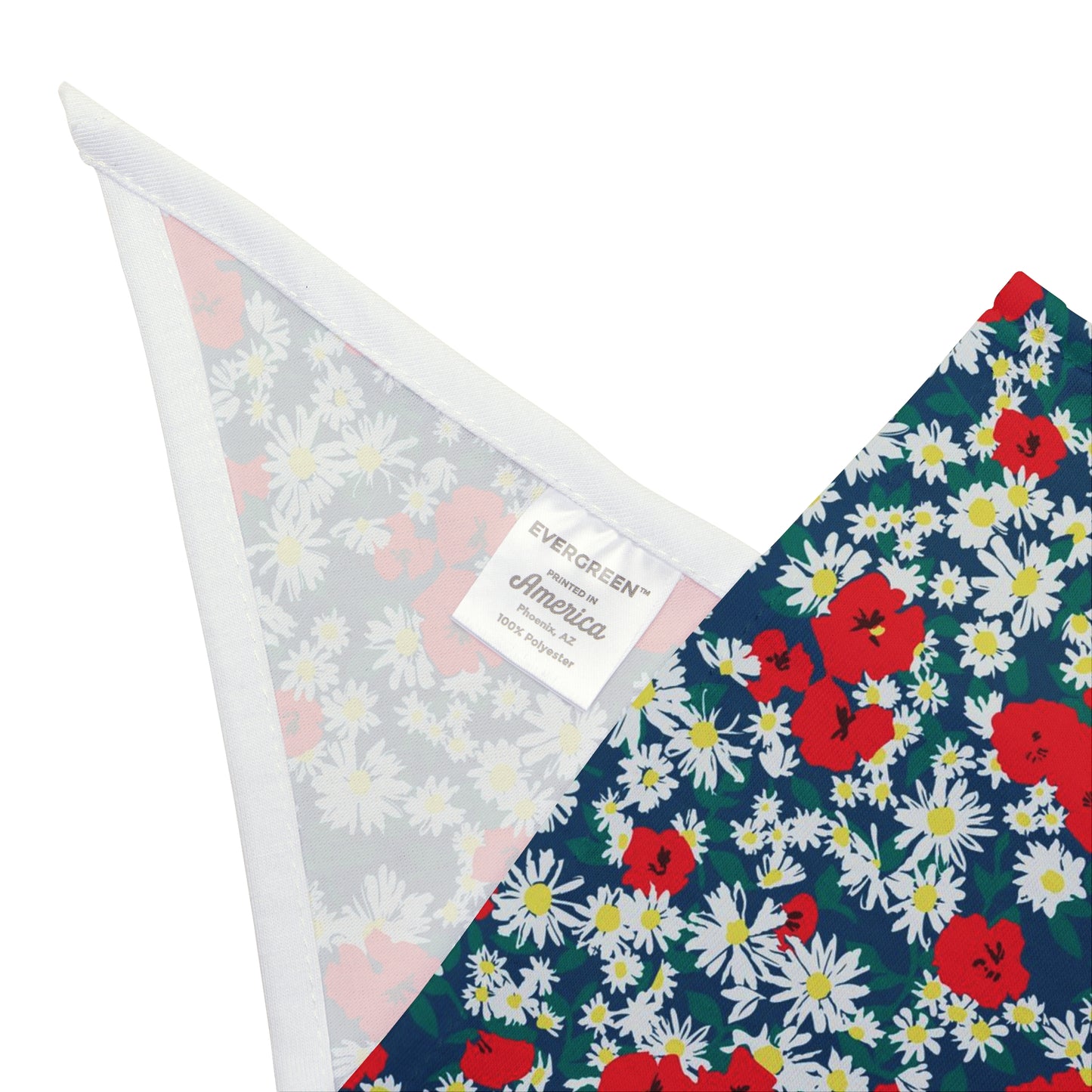 Show off your patriotic spirit with our Patriotic Blooms Dog Bandana/Wild Rag. Ditsy flowers in colors blue, white, and red create a festive and spirited look. Crafted from soft-spun polyester, this wild rag ensures comfort and style. Make every day a celebration with this exclusive design, available only at Eliza Singer.