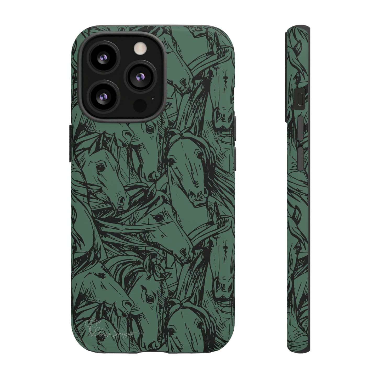 Gallop in Style: Horse Art Western Design iPhone Tough Protective Cover. Featuring a Scribble Horse Drawing, this makes the perfect equestrian gift. Compatible with iPhone 15, 14, 13, XS, XR Pro/Max/Mini/P/Plus. Unleash the Rider in You with Style and Durability. #ElizaSinger #PhoneCase #EquestrianGift