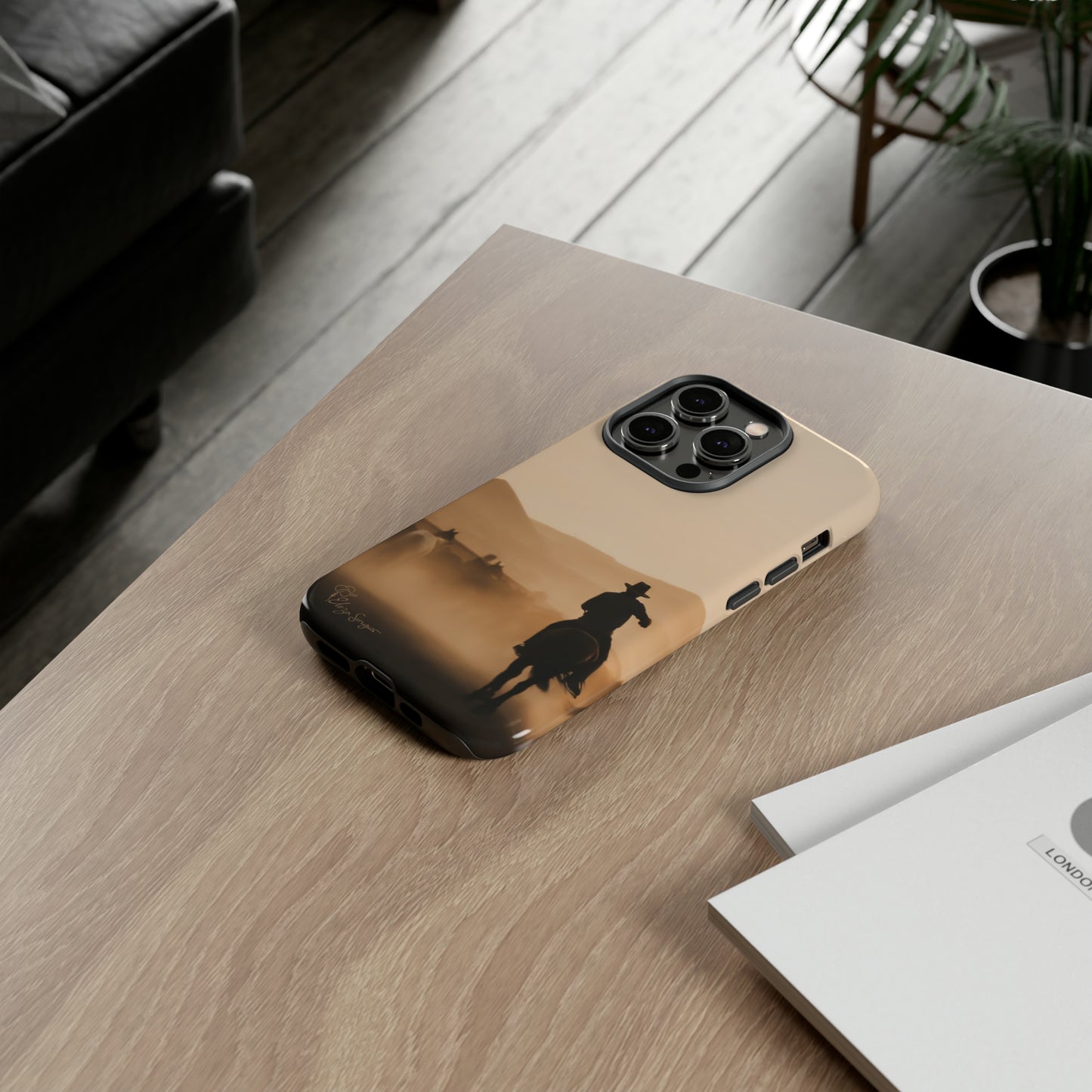 Capture the Western Spirit: Horse Art Western Photo Yellowstone Design iPhone Tough Protective Cover. Featuring a Cowboy amidst Mountains and Buckskin hues. Compatible with iPhone 15, 14, 13, XS, XR Pro/Max/Mini/P/Plus. Bring the Wild West to Your Device with Style and Durability. #ElizaSinger #PhoneCase #WesternDesign