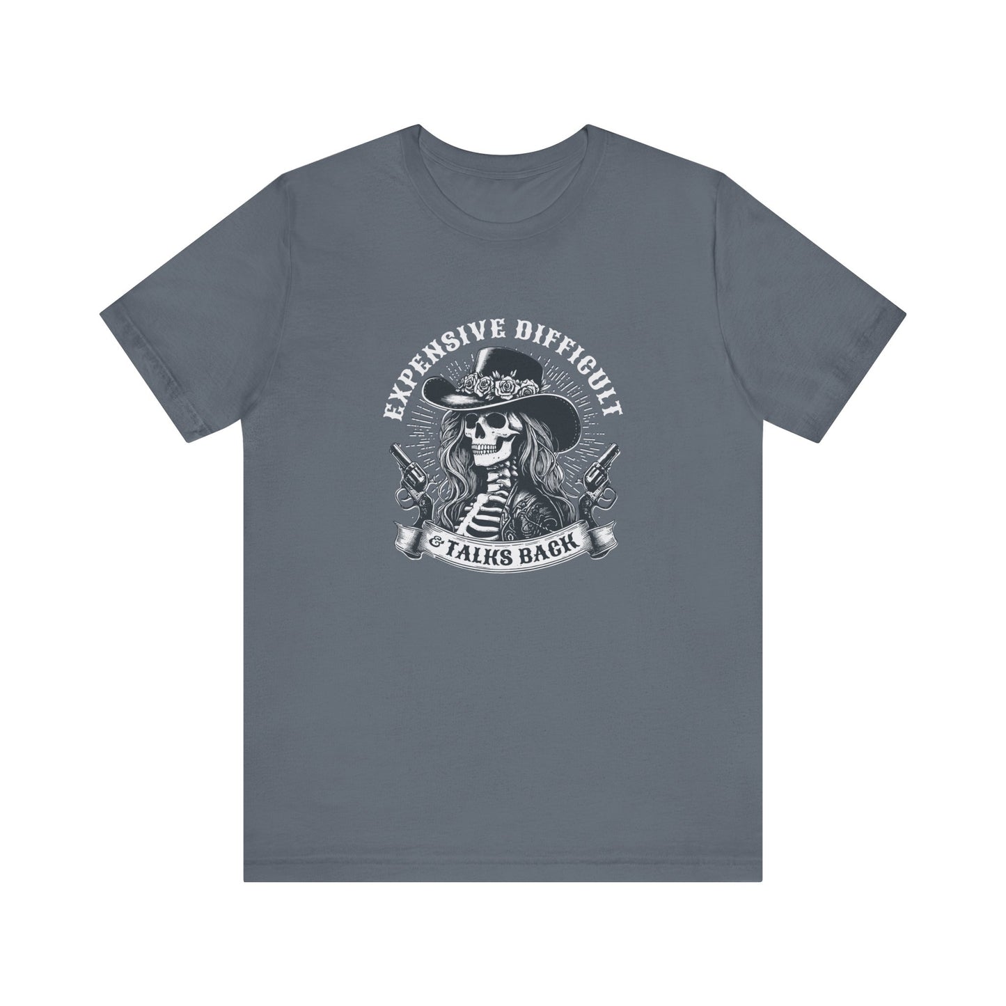 Spooky Rebel: Bella Canvas T-shirt with Skeleton Cowgirl