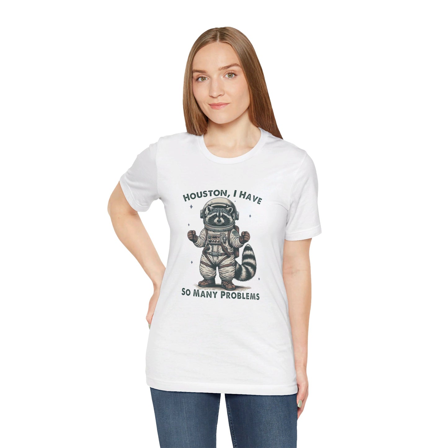Houston Problems: Bella Canvas T-shirt with Raccoon Astronaut
