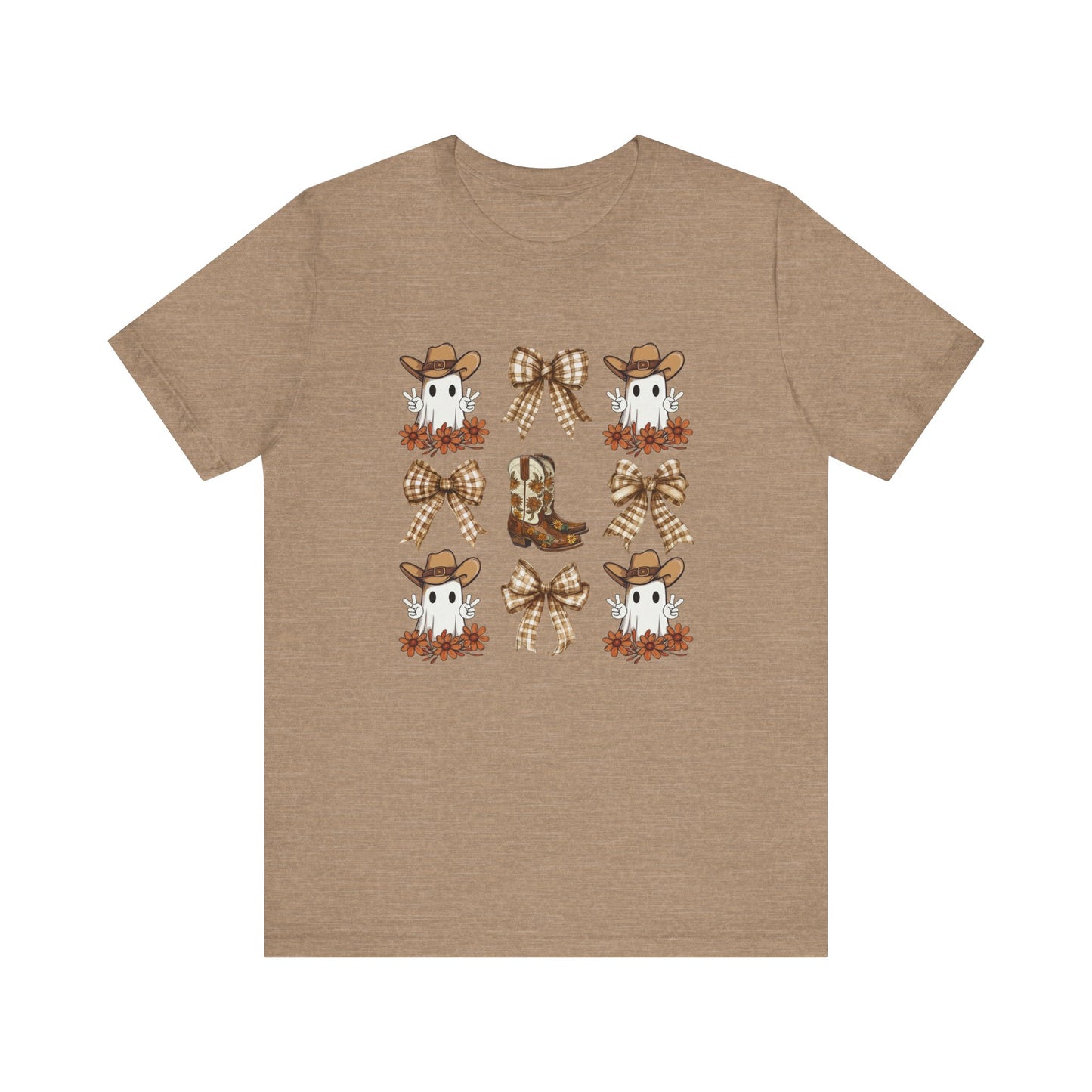 Ghostly Rodeo: Halloween Bella Canvas T-shirt with Western Ghosts