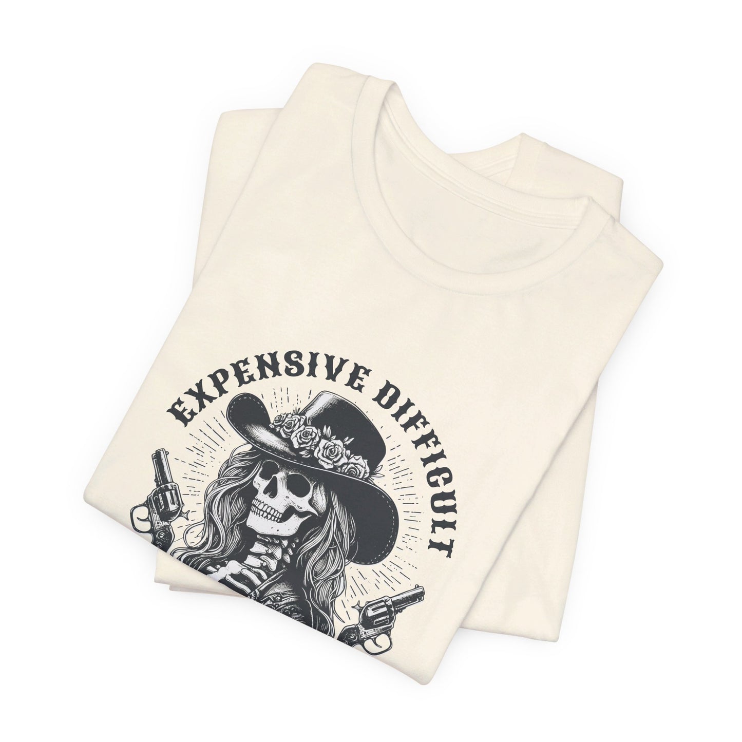 Spooky Rebel: Bella Canvas T-shirt with Skeleton Cowgirl