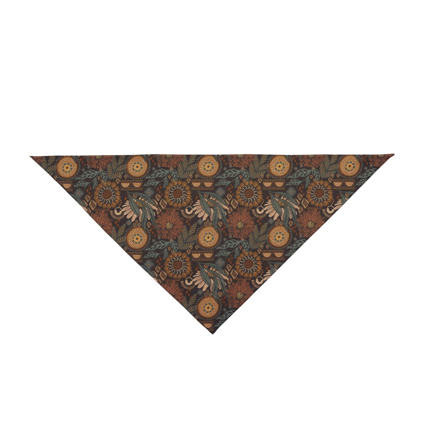 Immerse your pup in Bohemian Bliss with our exclusive dog bandana/wild rag. Earth-toned hues, hand-illustrated daisies, and tribal elements come together in perfect harmony. This boho-inspired accessory not only adds style but is also a testament to craftsmanship. Available exclusively at Eliza Singer, it's not just a bandana; it's an expression of individuality, comfort, and the free-spirited nature of your cherished companion.