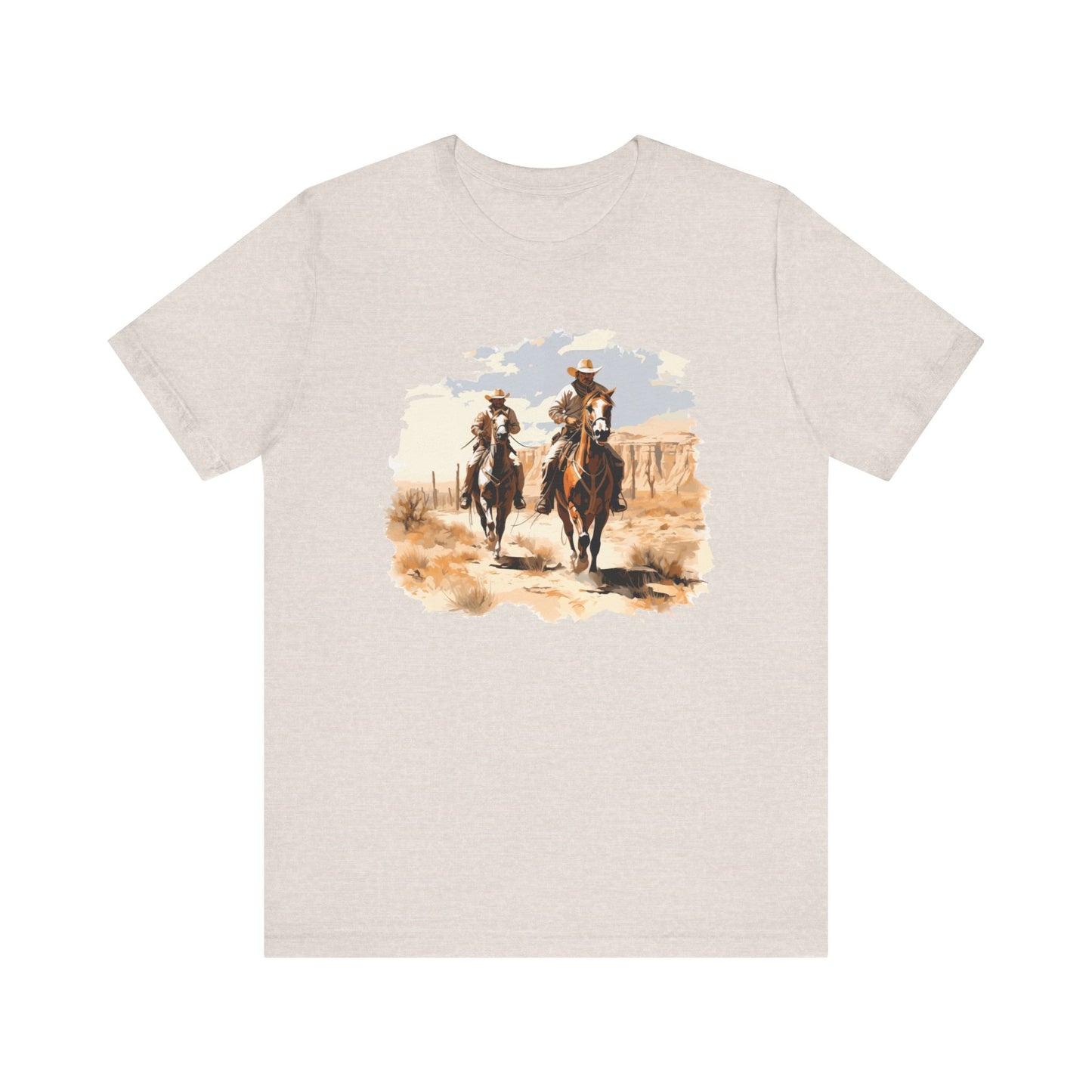 Desert Riders: Bella Canvas T-shirt with Cowboys in Soft Colors