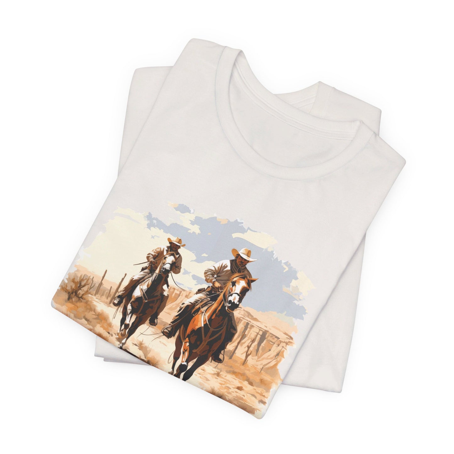 Desert Riders: Bella Canvas T-shirt with Cowboys in Soft Colors