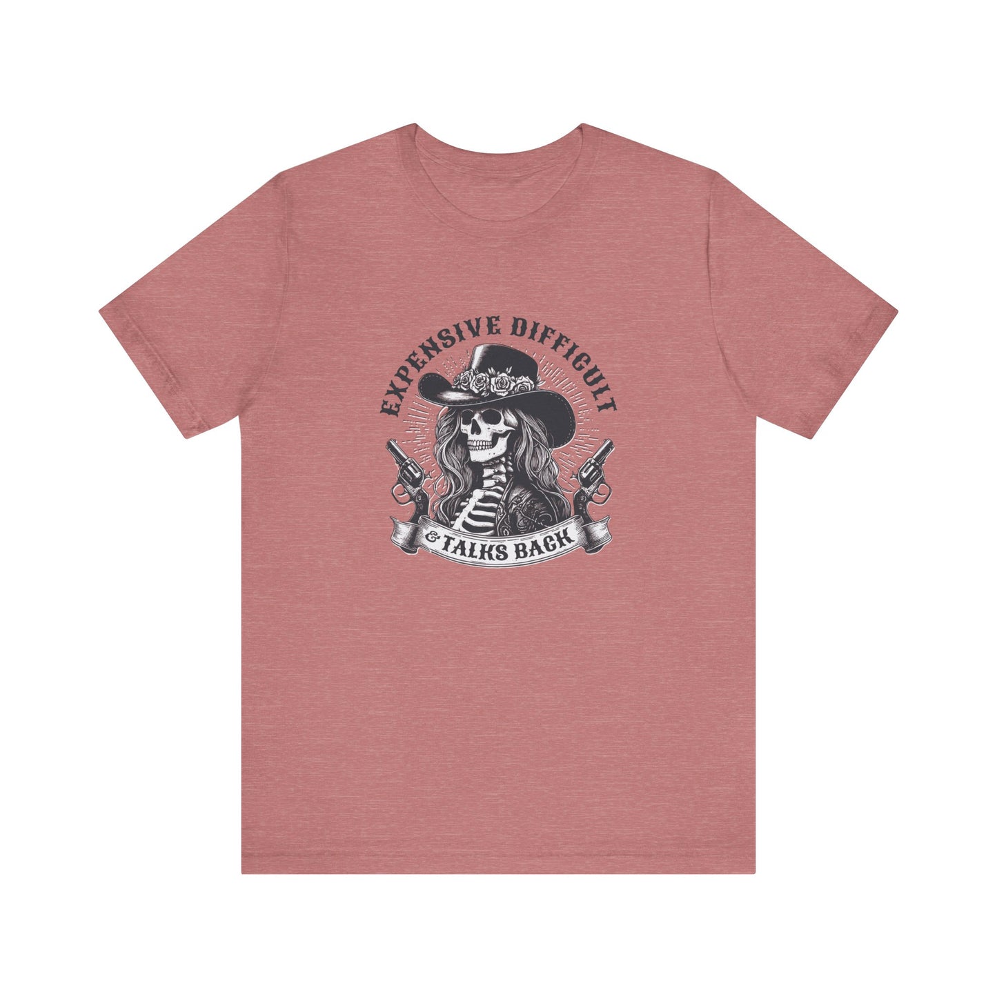 Spooky Rebel: Bella Canvas T-shirt with Skeleton Cowgirl