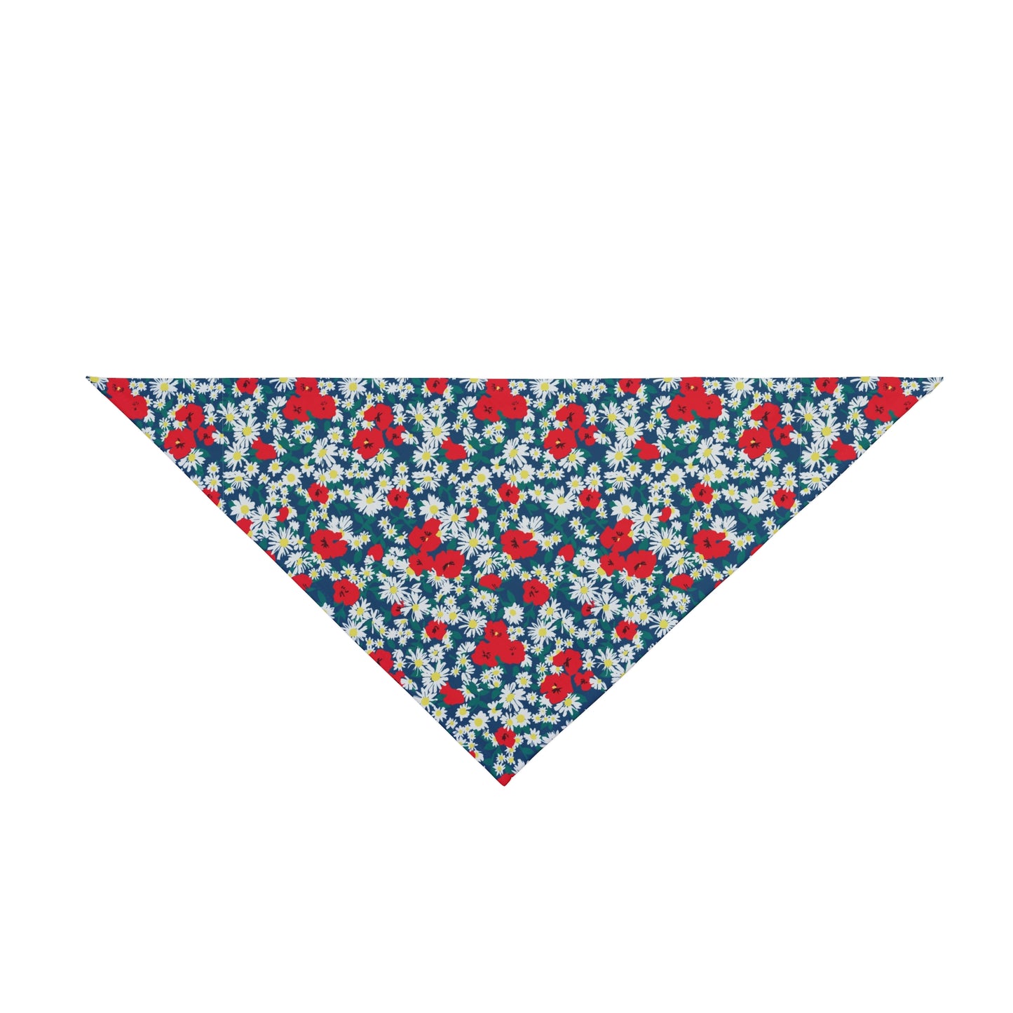 Show off your patriotic spirit with our Patriotic Blooms Dog Bandana/Wild Rag. Ditsy flowers in colors blue, white, and red create a festive and spirited look. Crafted from soft-spun polyester, this wild rag ensures comfort and style. Make every day a celebration with this exclusive design, available only at Eliza Singer.