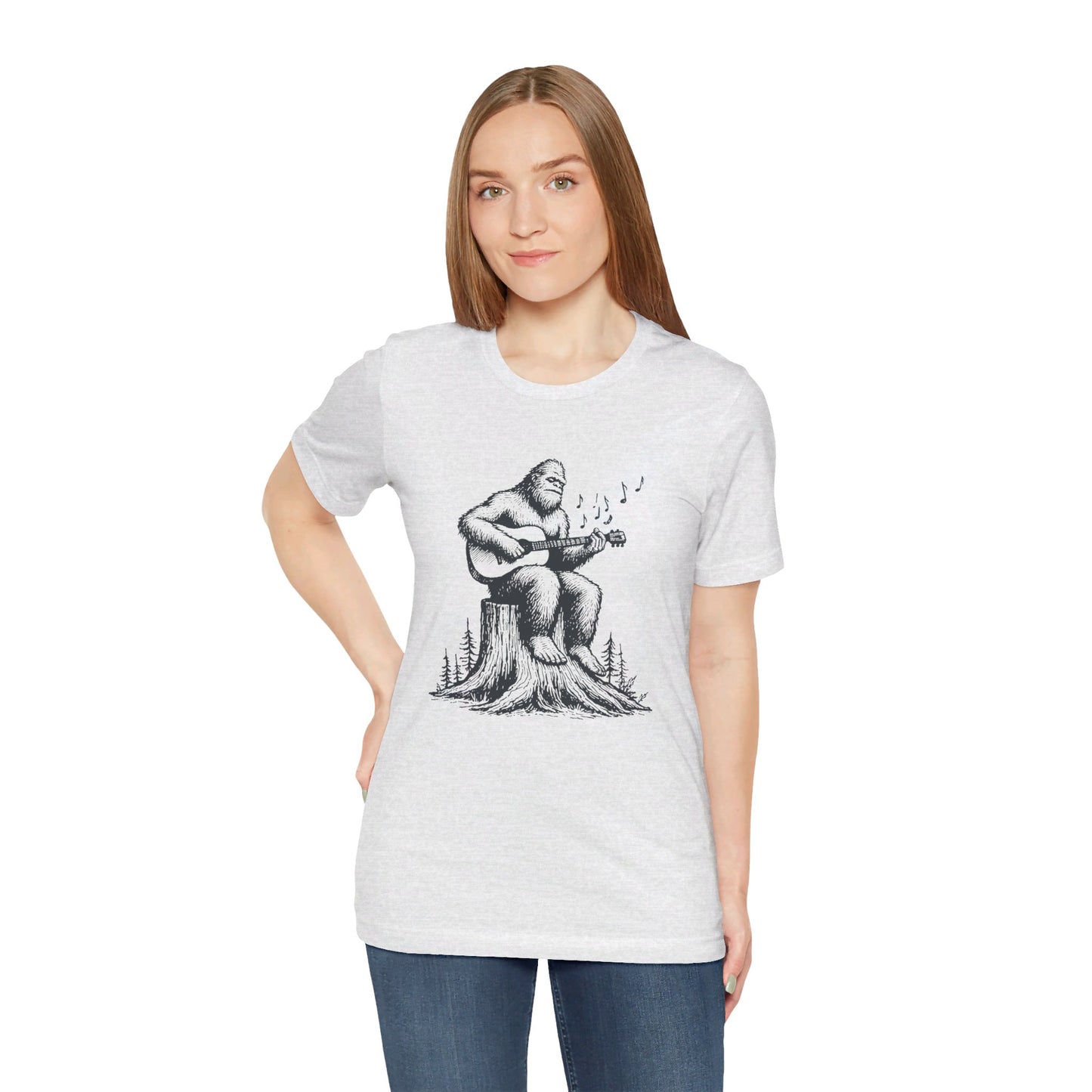 Sasquatch Serenade: Bella Canvas T-shirt with Bigfoot