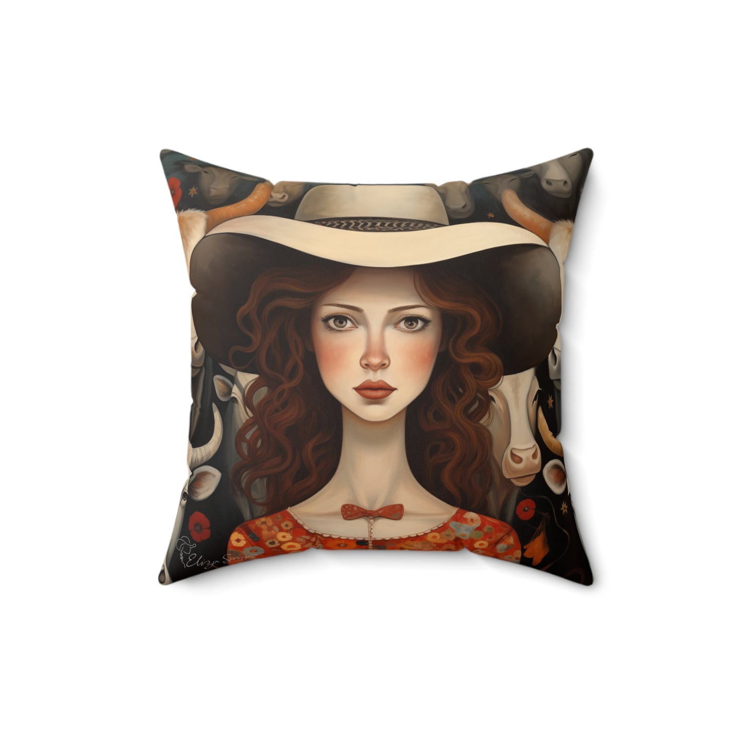 Radiant Ruby's Folk Art Pillow