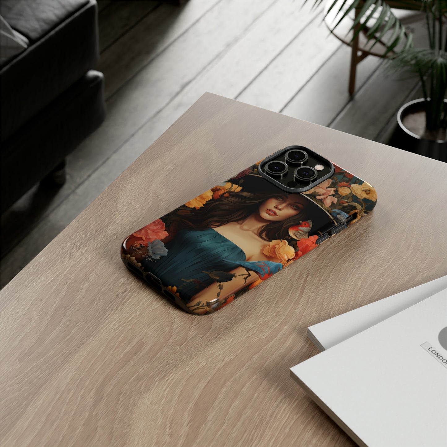 Dark Elegance Unveiled: Explore our Tough Cell Phone Case with a captivating dark background and a woman adorned with a hat amid blooming flowers. This edition seamlessly blends sophistication with robust protection, showcasing the allure of dark elegance. Elevate your style and shield your device. #ElizaSinger #PhoneCase #ElegantProtection