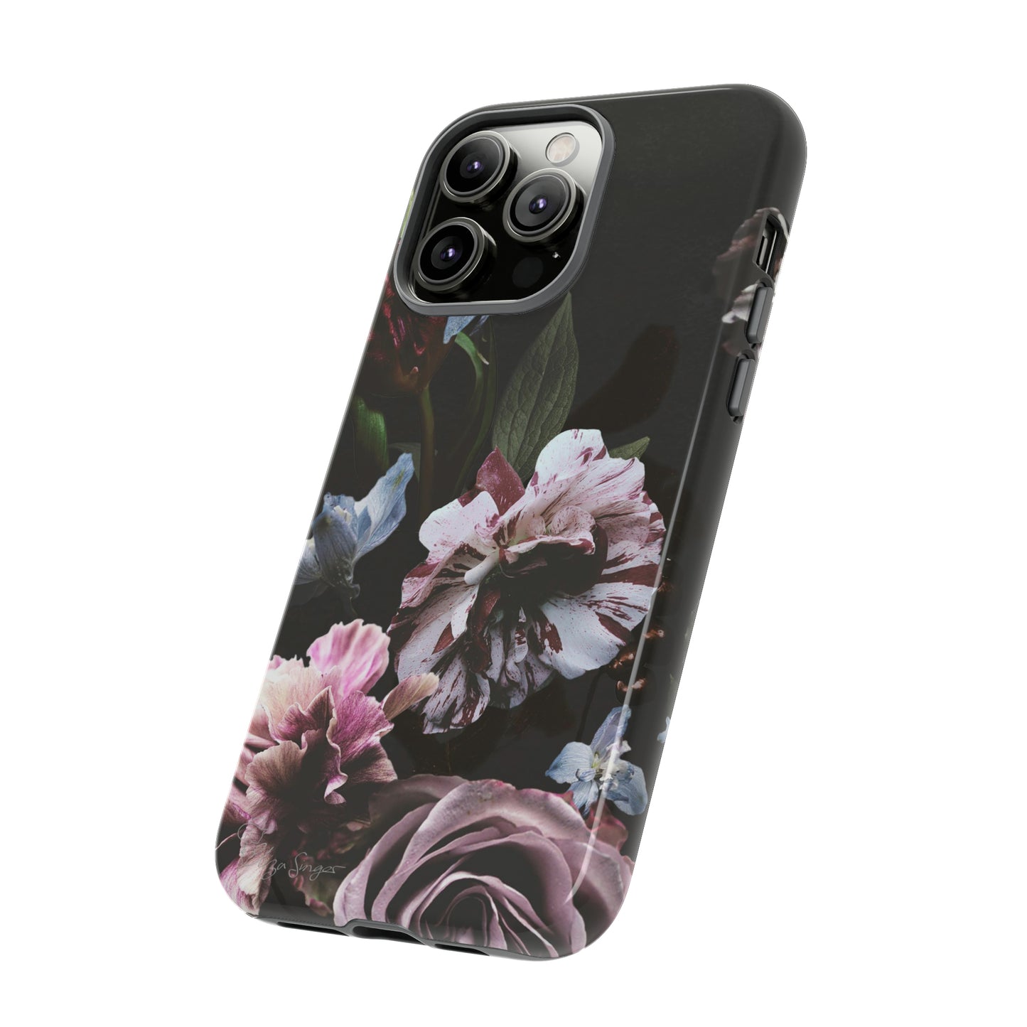 Dutch Floral Elegance: Botany Dutch Flowers Black iPhone Tough Protective Case. A stylish blend of Flowers in muted colors, compatible with iPhone 15, 14, 13, XS, XR Pro/Max/Mini/P/Plus. Unleash the beauty of muted tones with durability and style. #ElizaSinger #PhoneCase #FloralDesign