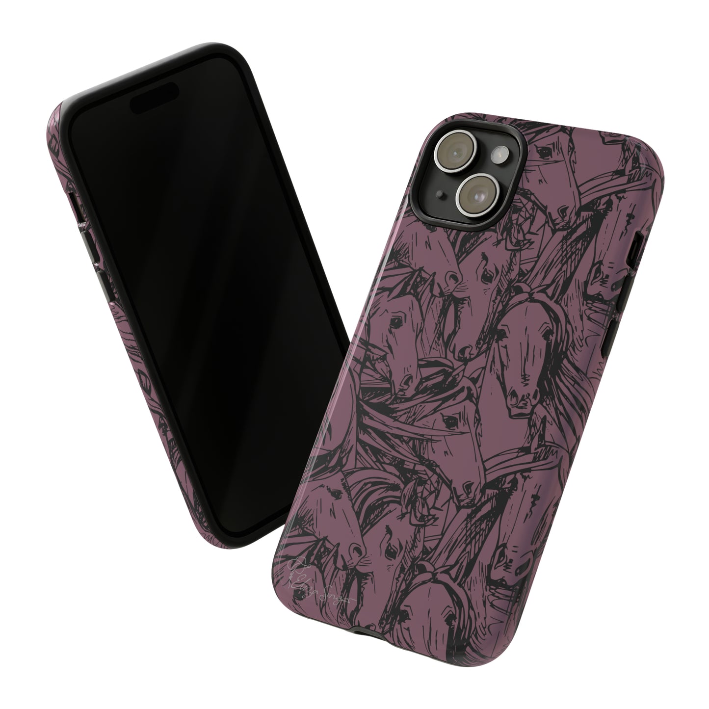 Gallop in Style: Horse Art Western Design iPhone Tough Protective Cover. Featuring a Scribble Horse Drawing, this equestrian-themed case is compatible with iPhone 15, 14, 13, XS, XR Pro/Max/Mini/P/Plus. Unleash the Rider in You with Style and Durability. #ElizaSinger #PhoneCase #EquestrianStyle