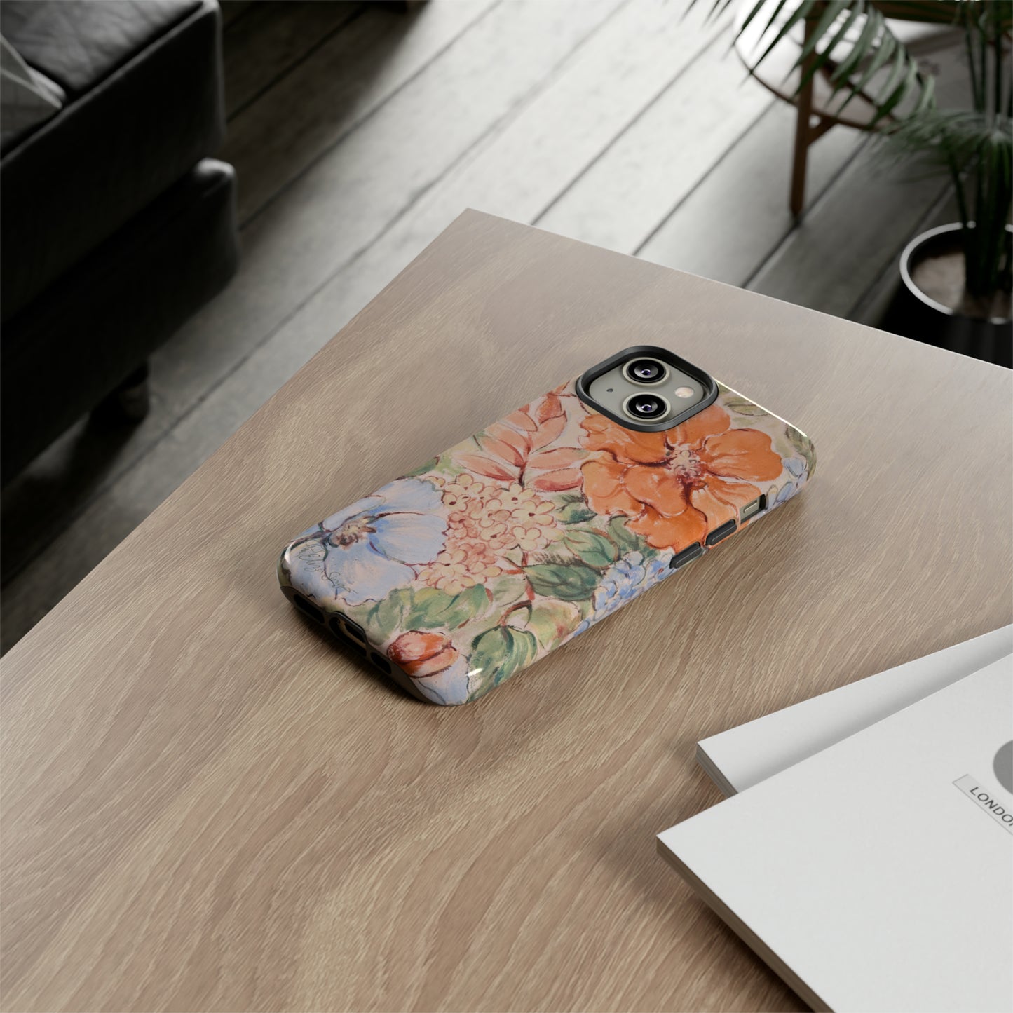 Pastel Petals: Botany Pastel Flowers iPhone Tough Protective Cover. A gentle blend of Flowers in muted pastel colors, compatible with iPhone 15, 14, 13, XS, XR Pro/Max/Mini/P/Plus. Unleash Nature's Tranquility with Durability and Style. #ElizaSinger #PhoneCase #FloralDesign