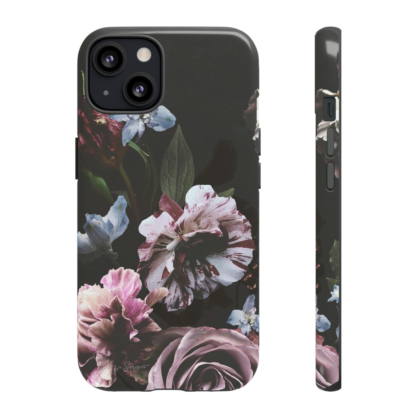 Dutch Floral Elegance: Botany Dutch Flowers Black iPhone Tough Protective Case. A stylish blend of Flowers in muted colors, compatible with iPhone 15, 14, 13, XS, XR Pro/Max/Mini/P/Plus. Unleash the beauty of muted tones with durability and style. #ElizaSinger #PhoneCase #FloralDesign