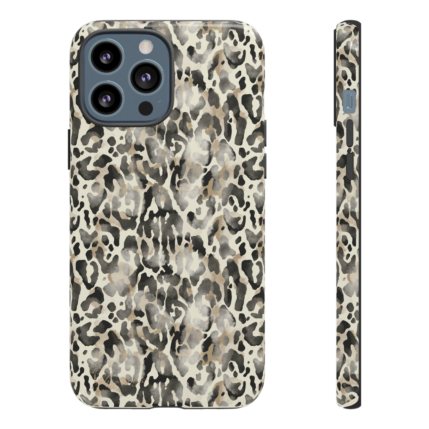 Elevate Your Tech: Abstract Neutral Animal Print iPhone Tough Protective Cover. Leopard-Painted Design in Beige and Black. Compatible with iPhone 15, 14, 13, XS, XR Pro/Max/Mini/P/Plus. Combine Style with Durability. #ElizaSinger #PhoneCase #LeopardPrint