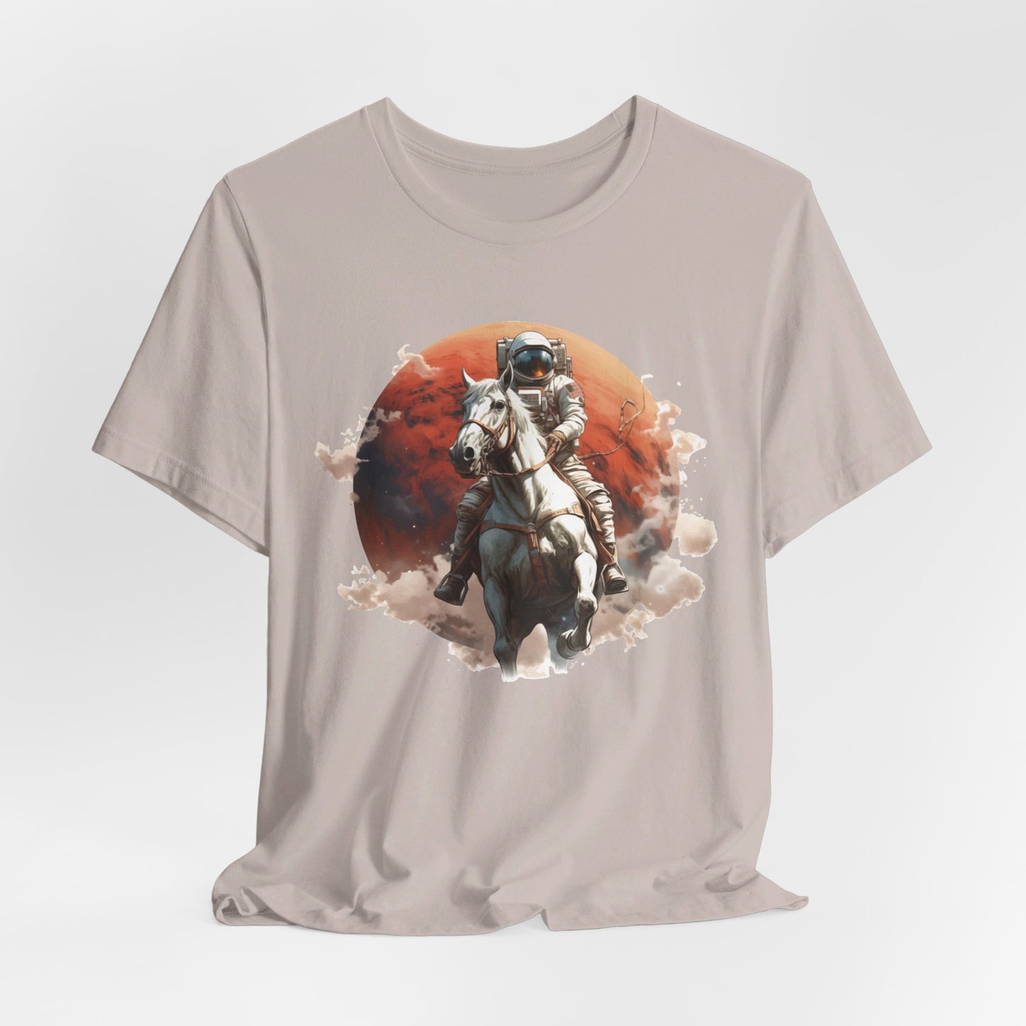 Cosmic Cowboy: Bella Canvas T-shirt with Astronaut and Horse