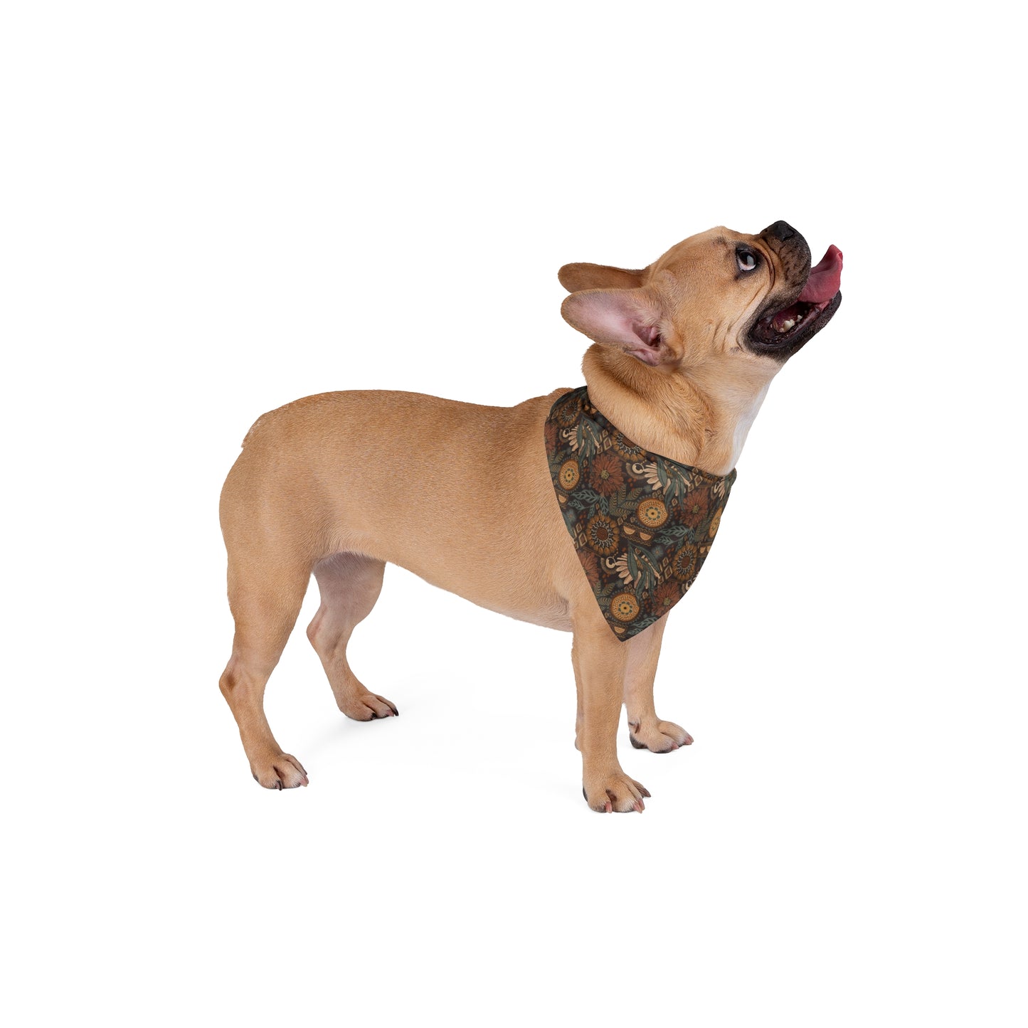 Immerse your pup in Bohemian Bliss with our exclusive dog bandana/wild rag. Earth-toned hues, hand-illustrated daisies, and tribal elements come together in perfect harmony. This boho-inspired accessory not only adds style but is also a testament to craftsmanship. Available exclusively at Eliza Singer, it's not just a bandana; it's an expression of individuality, comfort, and the free-spirited nature of your cherished companion.