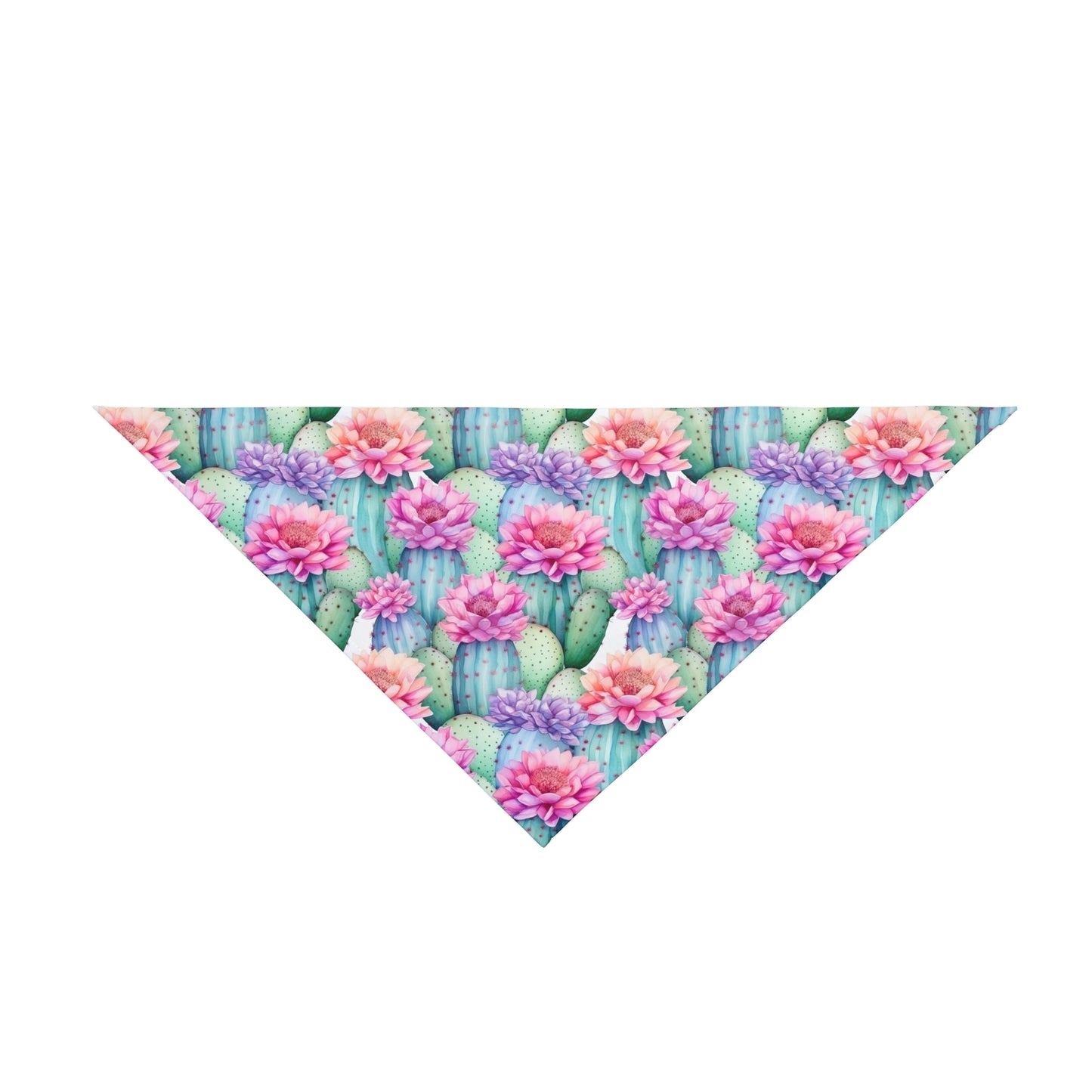 Embrace the spirit of the desert with our Desert Bloom Dog Bandana/Wild Rag. Cacti in bloom with pink flowers create a lively and southwestern-inspired look. Crafted from soft-spun polyester, this wild rag ensures comfort and style during every adventure. Make a statement on sunny days with this exclusive design, available only at Eliza Singer.