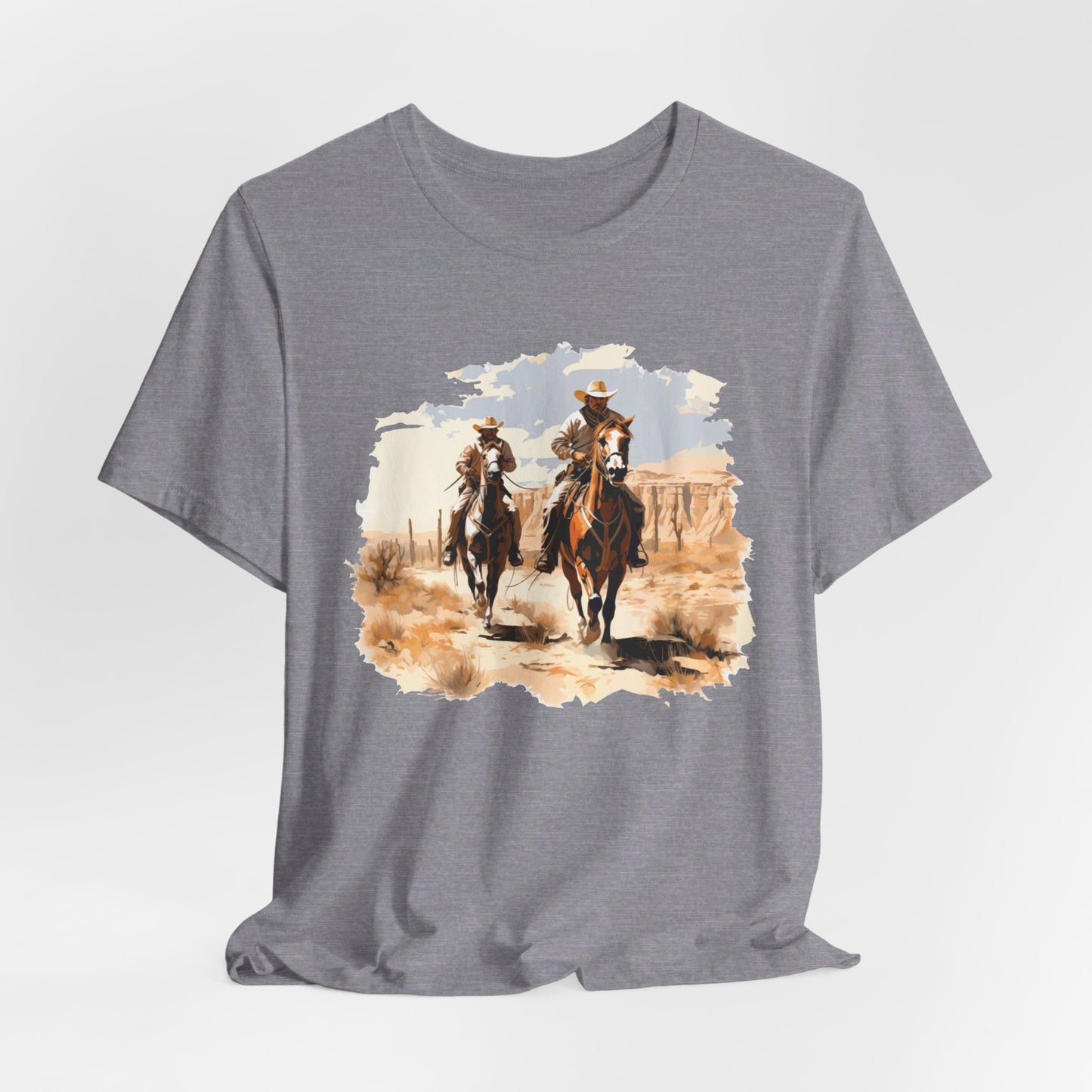 Desert Riders: Bella Canvas T-shirt with Cowboys in Soft Colors