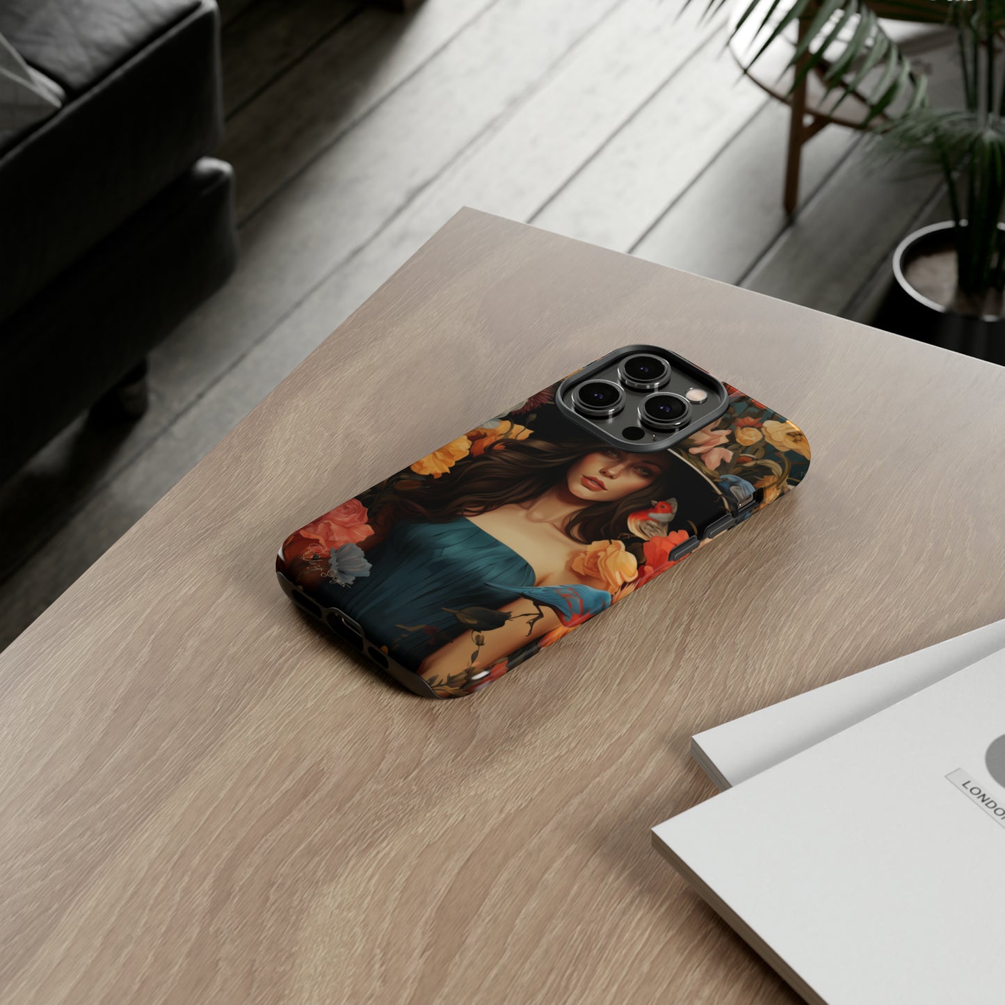 Dark Elegance Unveiled: Explore our Tough Cell Phone Case with a captivating dark background and a woman adorned with a hat amid blooming flowers. This edition seamlessly blends sophistication with robust protection, showcasing the allure of dark elegance. Elevate your style and shield your device. #ElizaSinger #PhoneCase #ElegantProtection