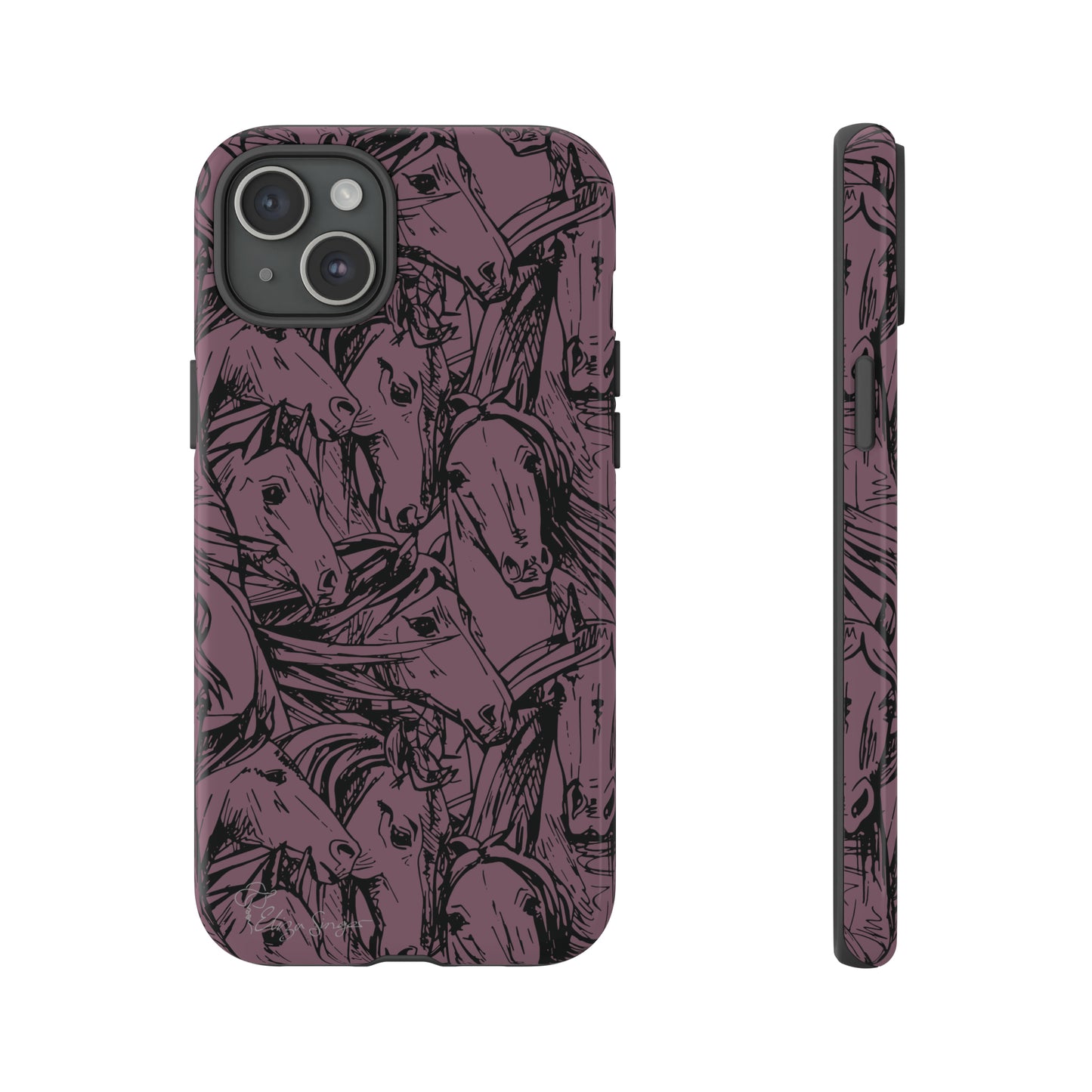 Gallop in Style: Horse Art Western Design iPhone Tough Protective Cover. Featuring a Scribble Horse Drawing, this equestrian-themed case is compatible with iPhone 15, 14, 13, XS, XR Pro/Max/Mini/P/Plus. Unleash the Rider in You with Style and Durability. #ElizaSinger #PhoneCase #EquestrianStyle