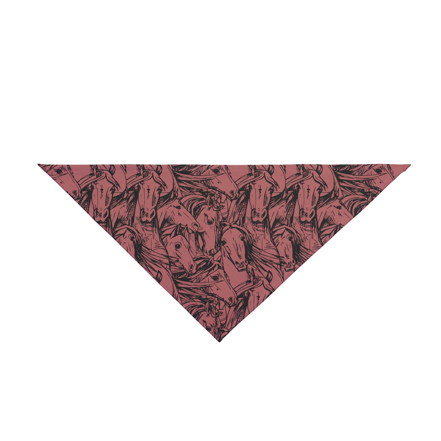 Unleash the elegance of horses with our Equine Elegance Dog Bandana/Wild Rag. The ink sketch of horse heads on a dark coral background adds a touch of sophistication to your pup's look. Crafted from soft-spun polyester, this wild rag ensures comfort and style. Let your dog showcase their love for equine beauty with this exclusive design, available only at Eliza Singer.