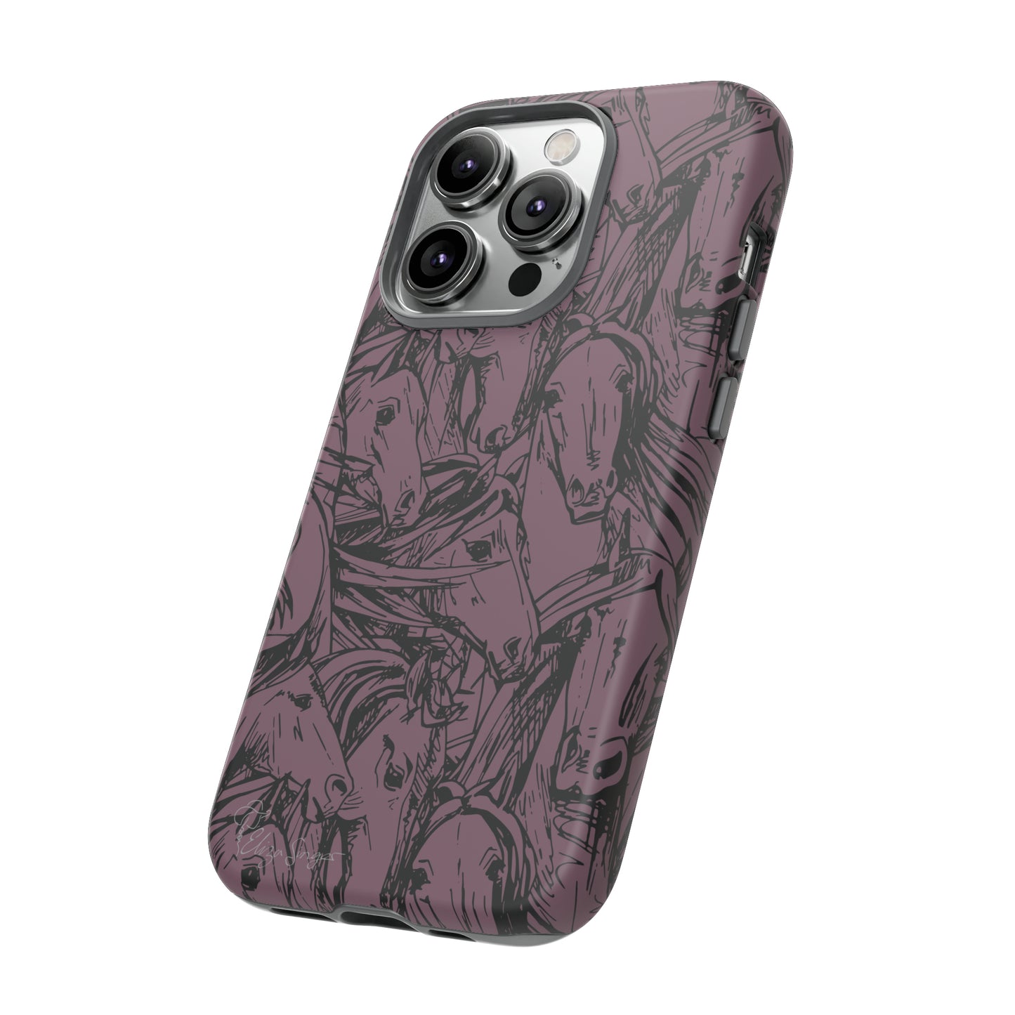 Gallop in Style: Horse Art Western Design iPhone Tough Protective Cover. Featuring a Scribble Horse Drawing, this equestrian-themed case is compatible with iPhone 15, 14, 13, XS, XR Pro/Max/Mini/P/Plus. Unleash the Rider in You with Style and Durability. #ElizaSinger #PhoneCase #EquestrianStyle