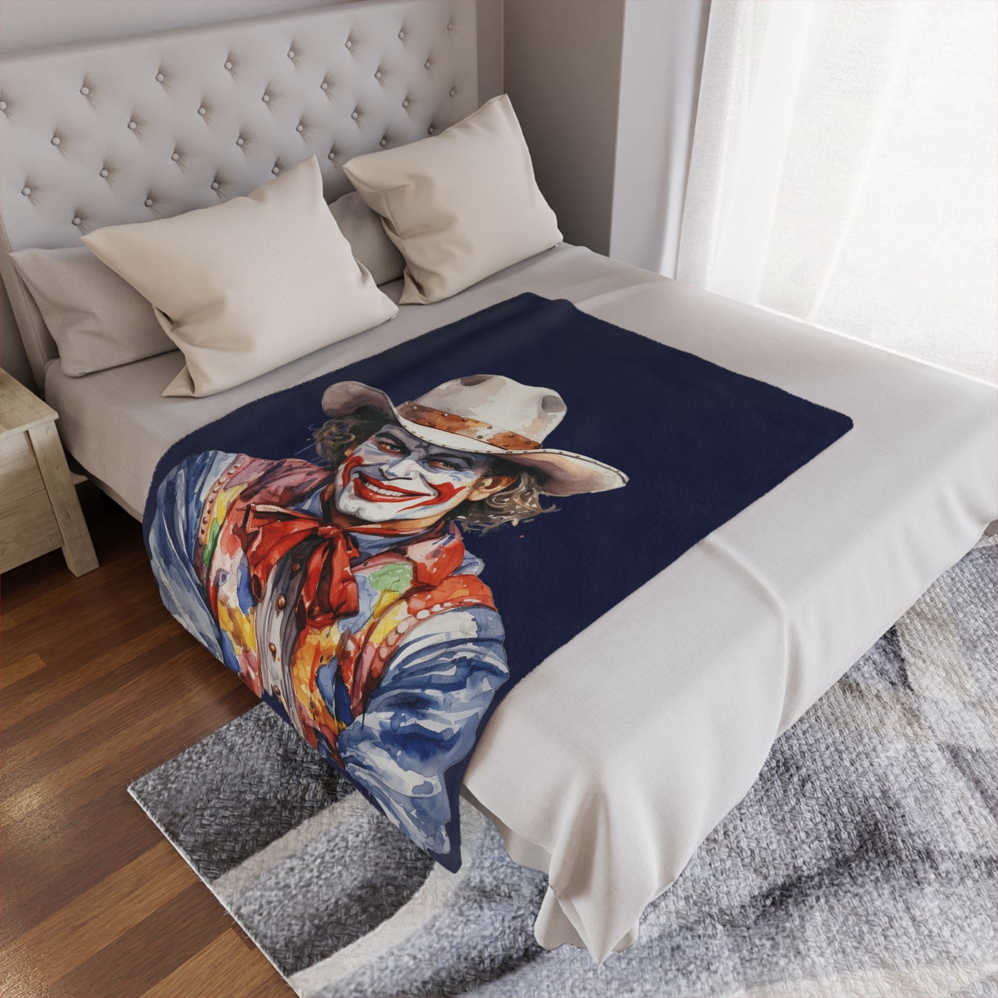 Dark Blue Rodeo Clown Minky Blanket