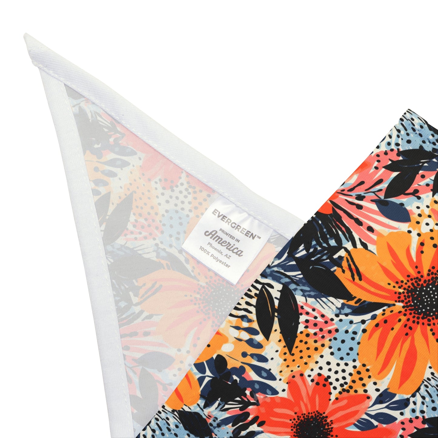 Unleash the beauty of a sunset with our Abstract Sunset Blooms Dog Bandana/Wild Rag. Shades of orange flowers on an abstract background with touches of black create a mesmerizing and artistic look. Crafted from soft-spun polyester, this wild rag ensures comfort and style. Make a bold statement on every adventure with this exclusive design, available only at Eliza Singer.